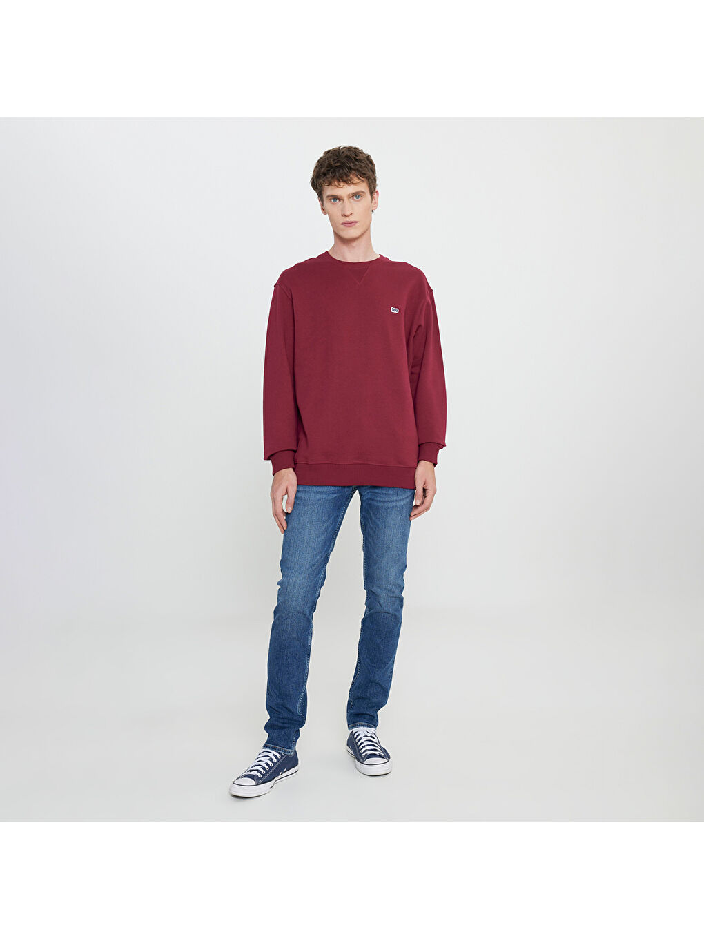 Lee Erkek Bordo Yuvarlak Yaka Sweatshirt - 2