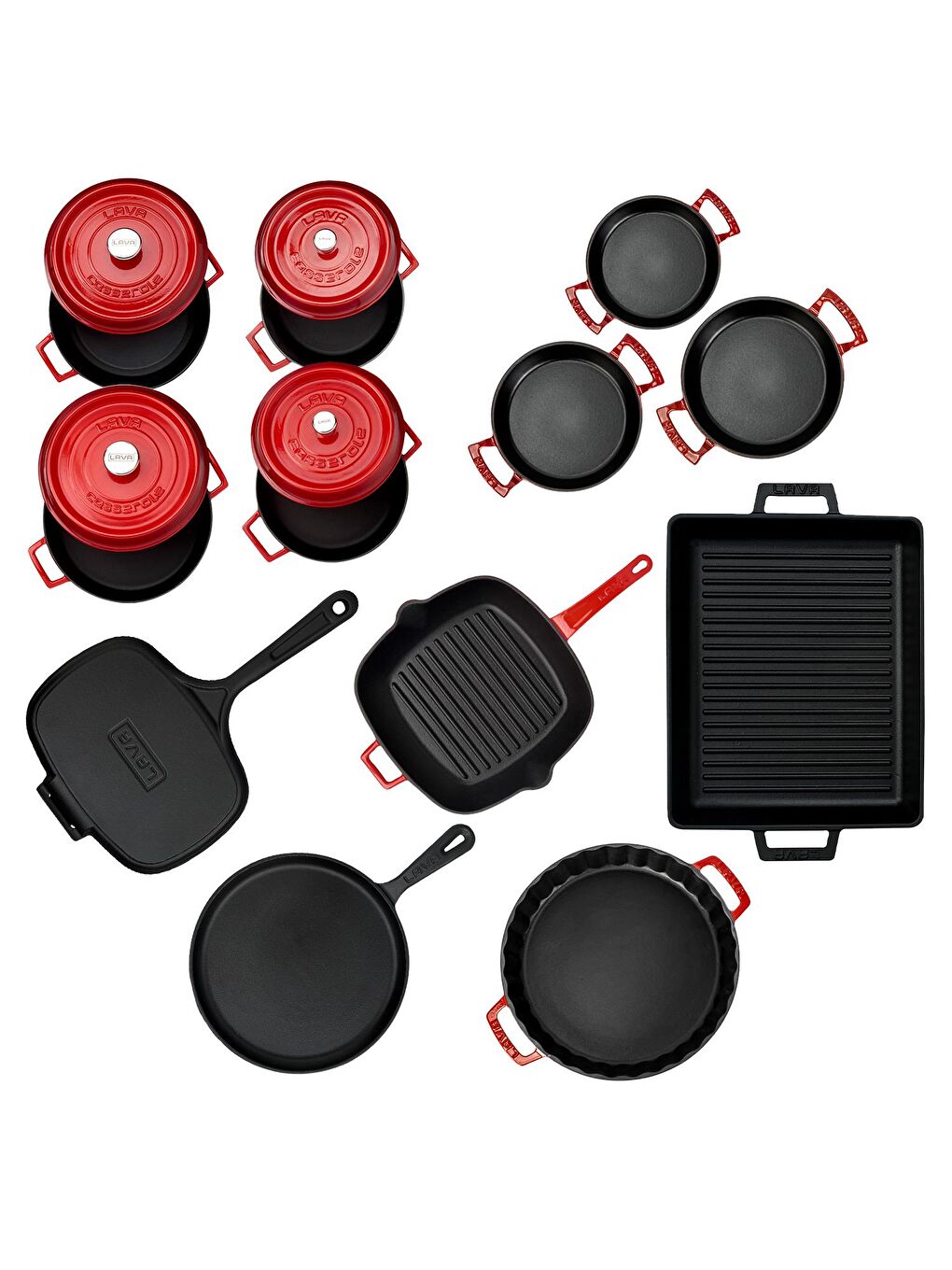 Kırmızı Döküm 12x Trendy Serisi 17 Parça Tencere & Tava Seti-3