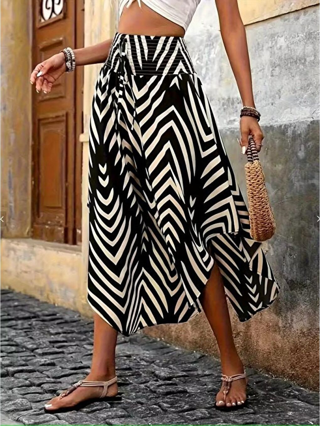 Siyah Kadın Yüksek Bel Beli Lastikli Bağcıklı Yanlardan Açık Uzun Süprem Etek-2