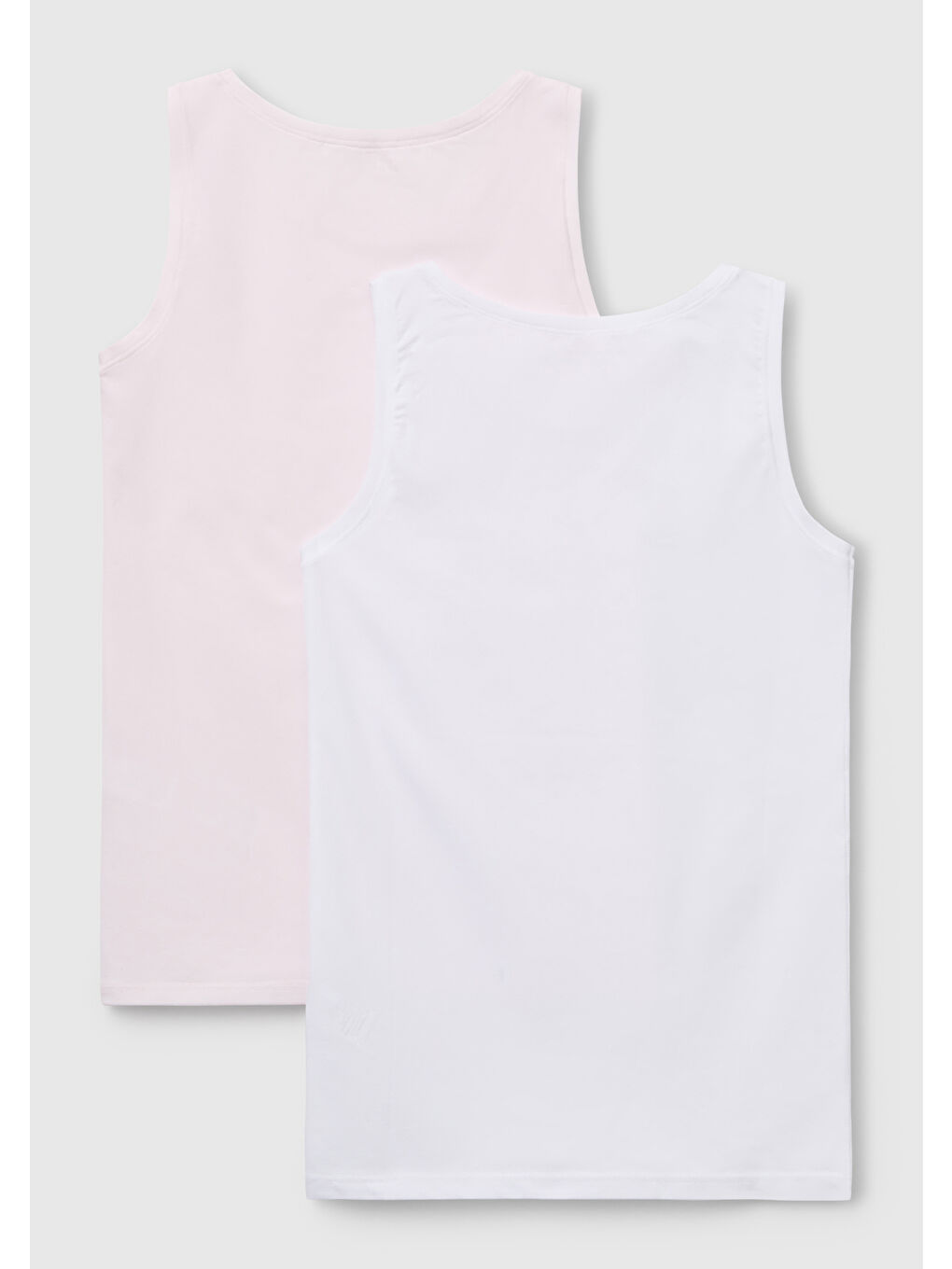 Kız Çocuk Beyaz-Pembe Kalın Askılı 2'li Atlet Seti-1