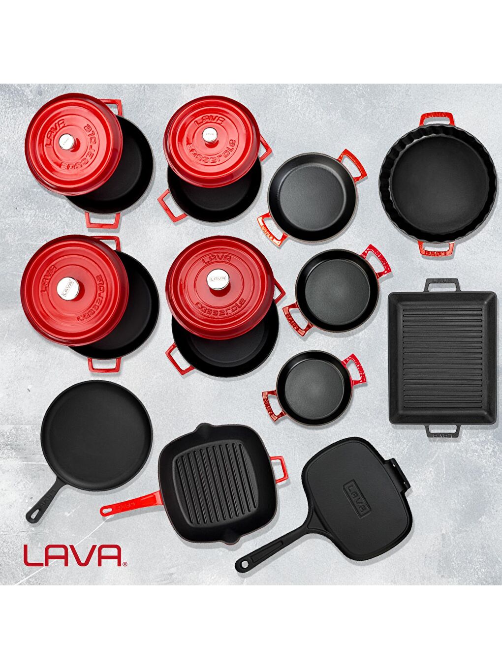 Kırmızı Döküm 12x Trendy Serisi 17 Parça Tencere & Tava Seti-8