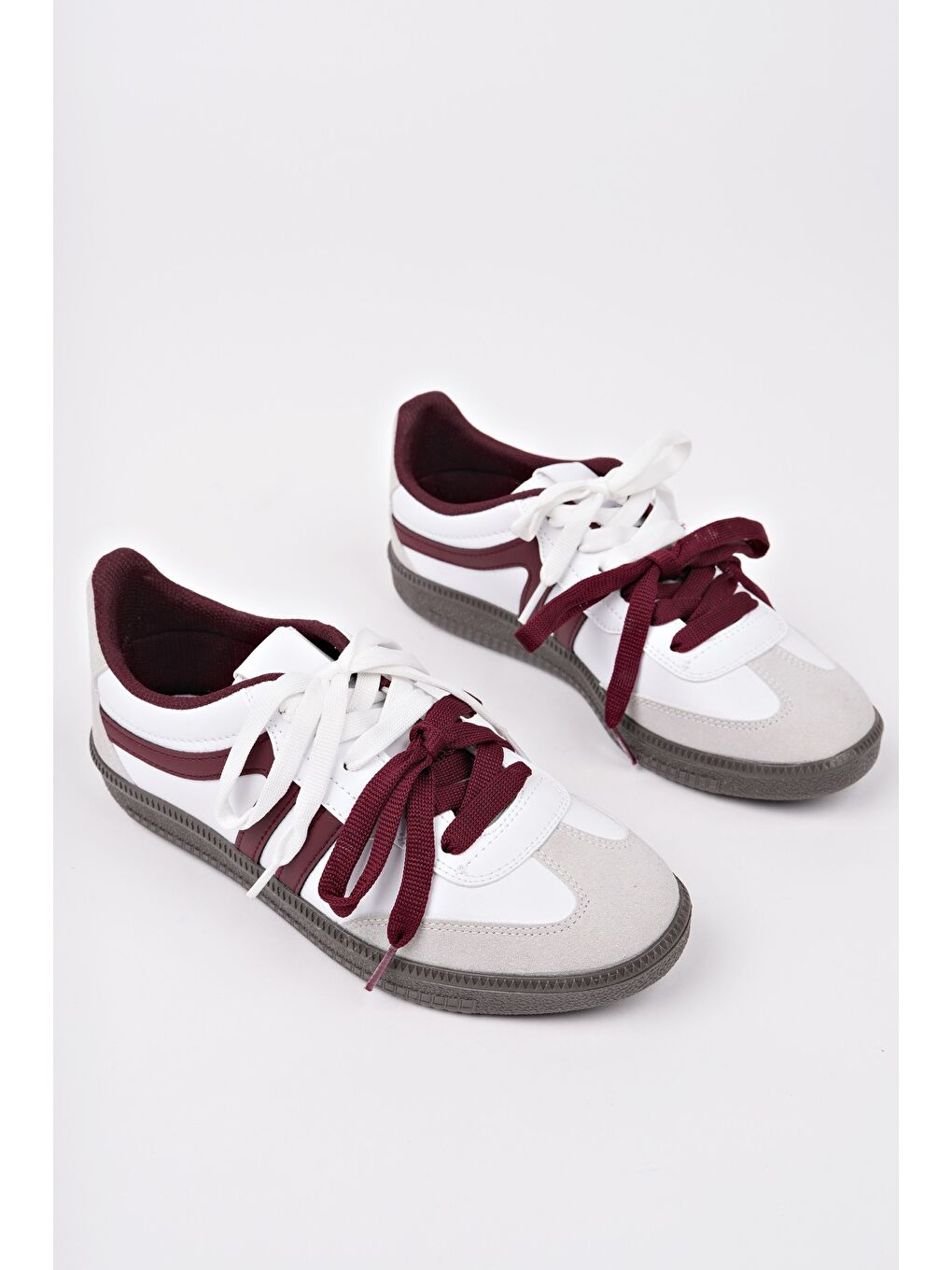 Bordo RETRO Çift Bağcıklı Günlük Kadın Sneaker Spor Ayakkabı-1
