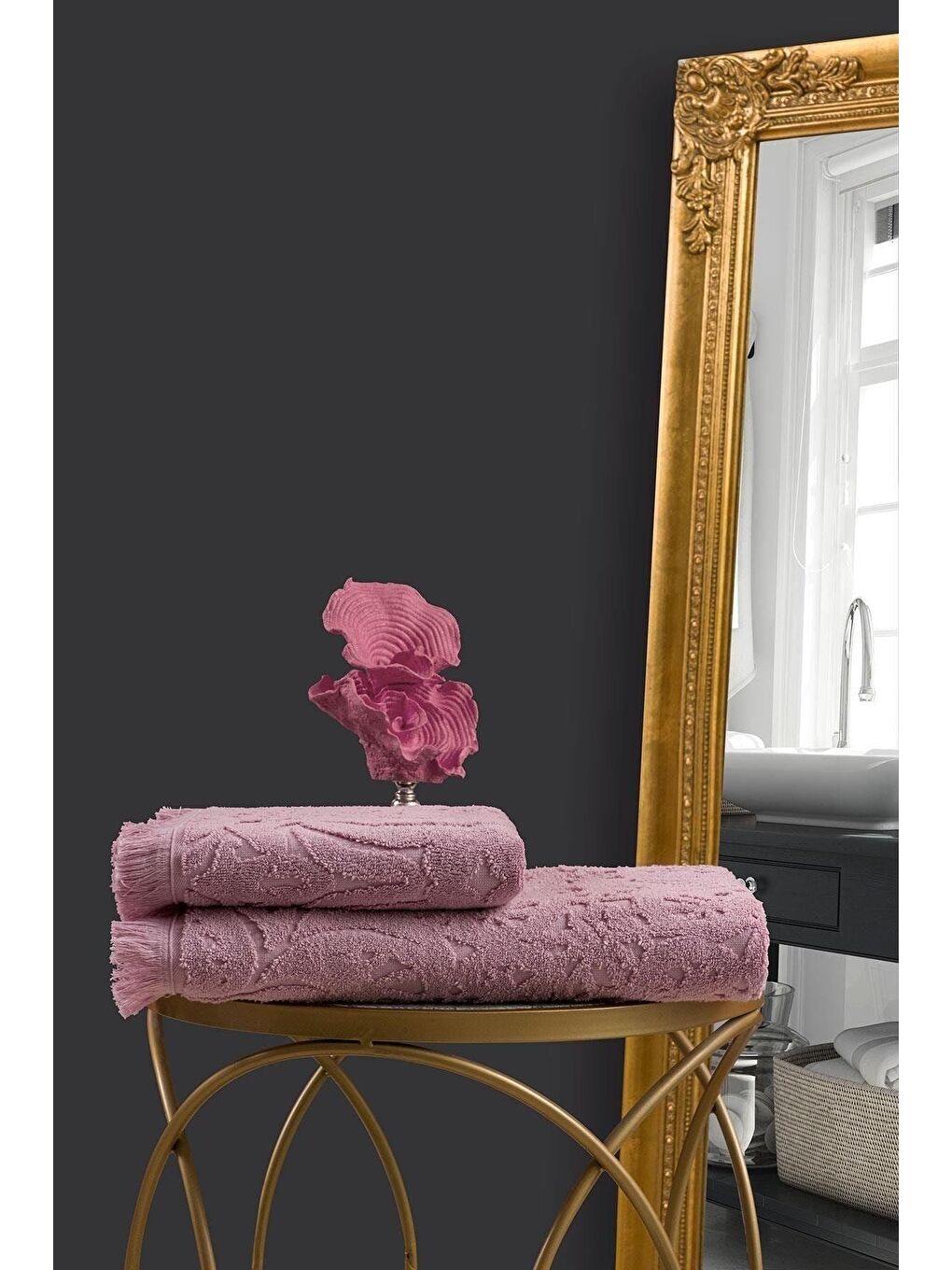 Lila Jacquard %100 Pamuk Banyo Havlusu 90x150 cm-1