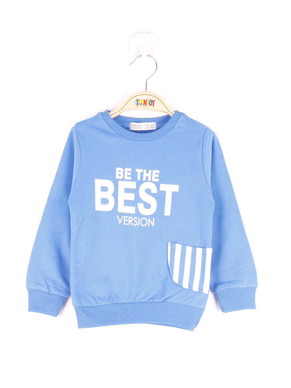 Mavi Erkek Çocuk Çizgili Cepli Sweatshirt