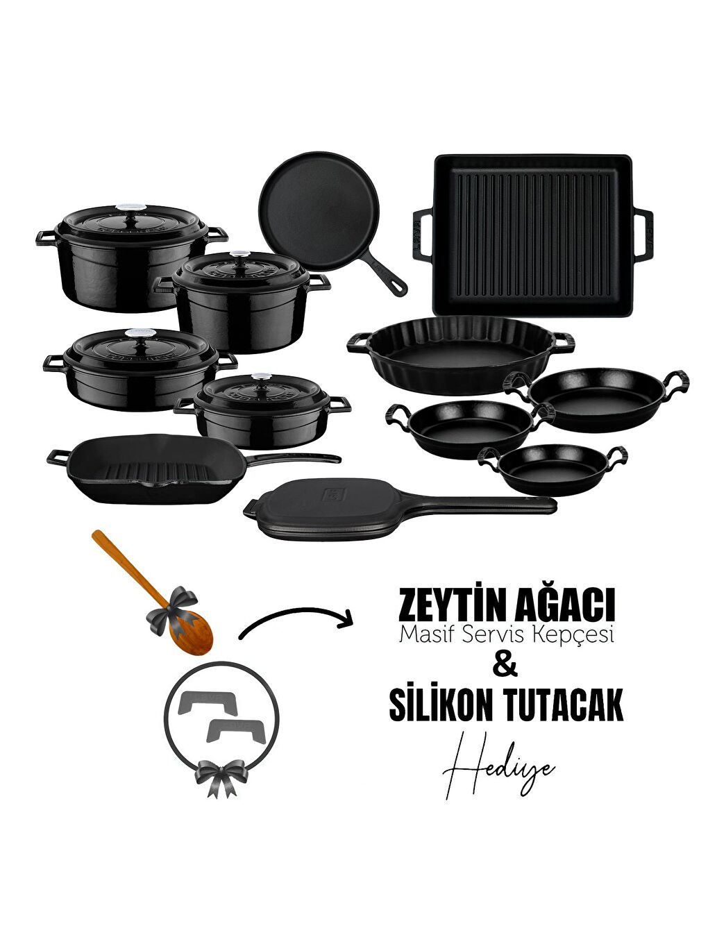 Siyah Döküm 12x Trendy Serisi 17 Parça Tencere & Tava Seti