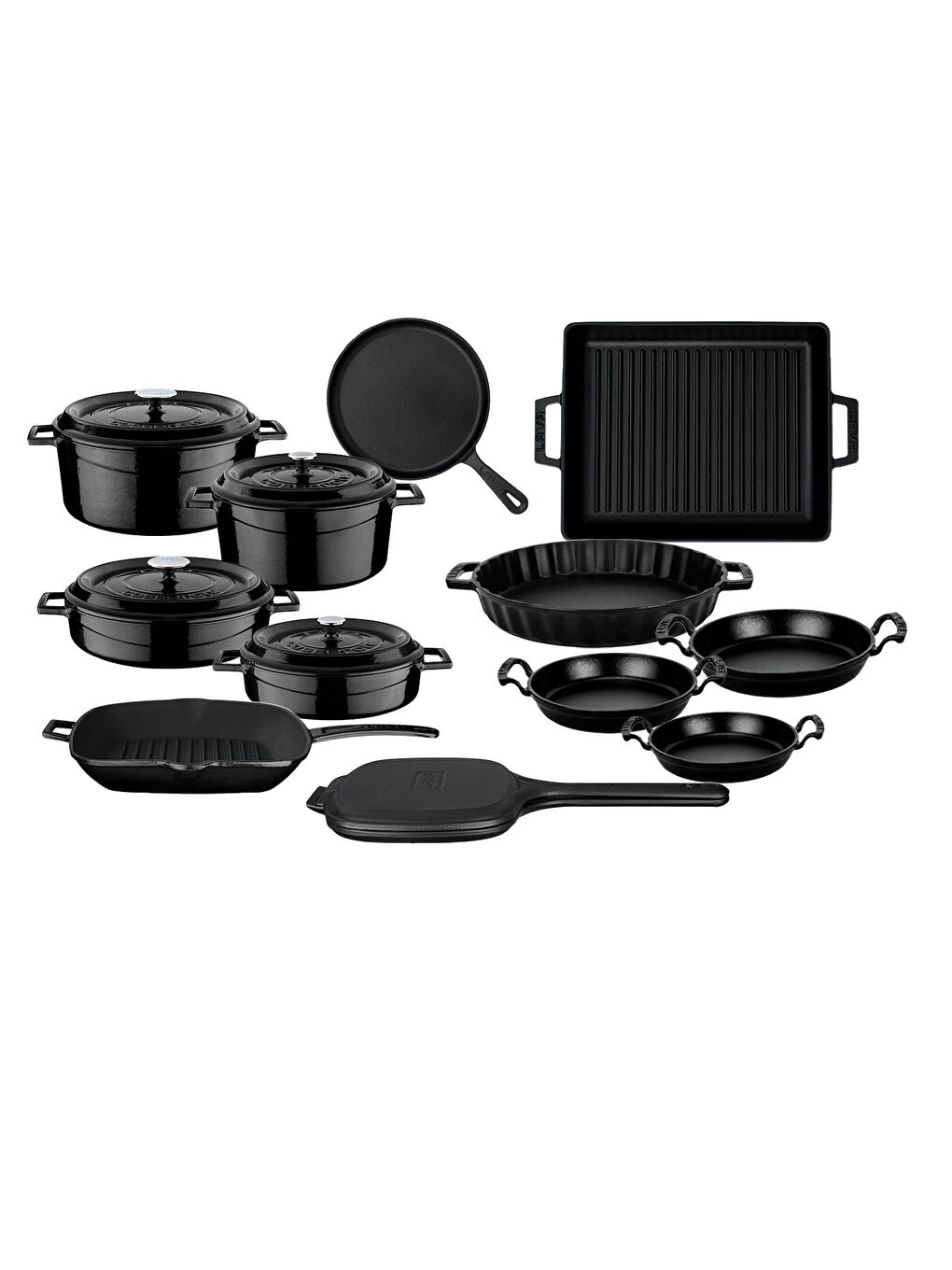 Siyah Döküm 12x Trendy Serisi 17 Parça Tencere & Tava Seti-1