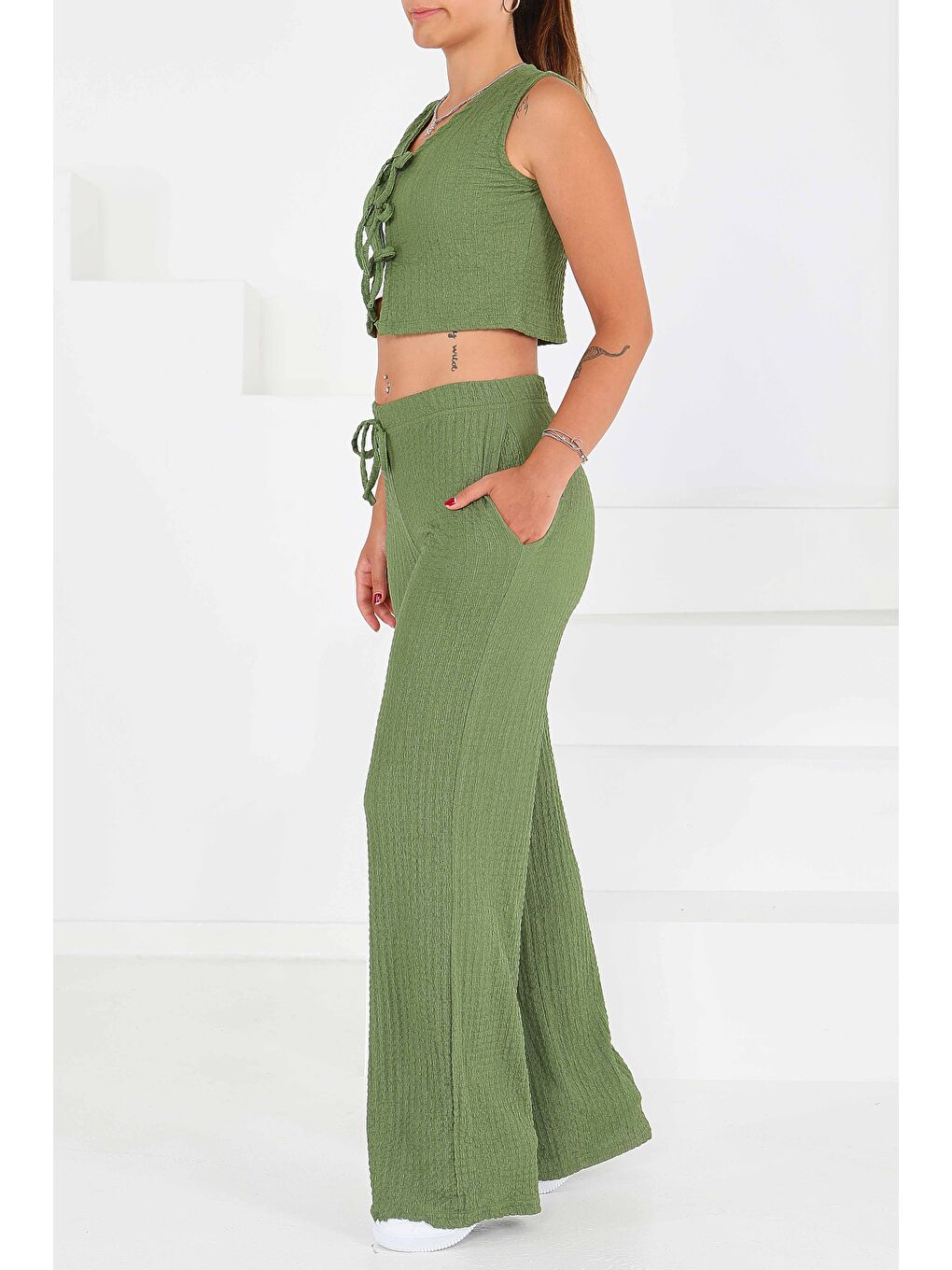 Önü Bağlamalı Takım Haki - 27537-1