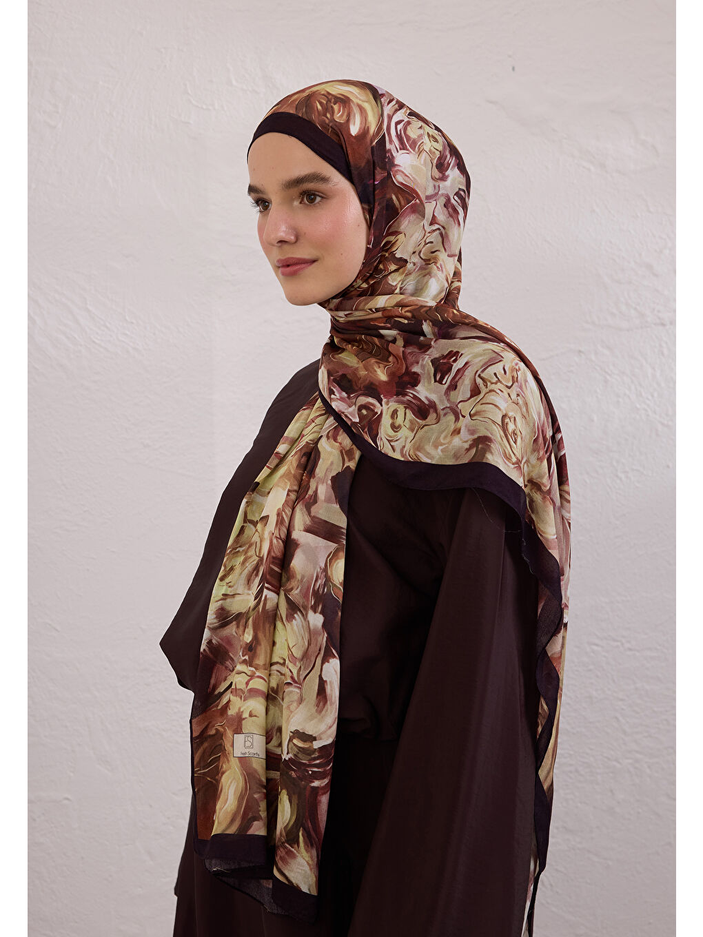 Kahverengi Nerıssa Desen Rami Şal Kahve-1