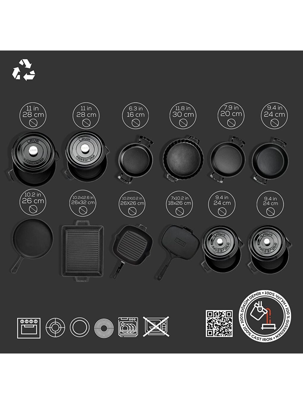 Siyah Döküm 12x Trendy Serisi 17 Parça Tencere & Tava Seti-4