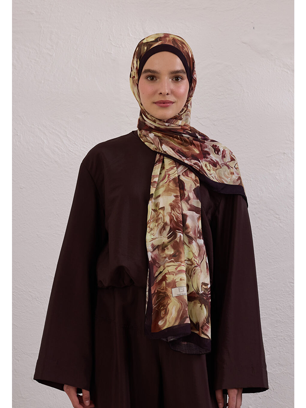 Kahverengi Nerıssa Desen Rami Şal Kahve-3