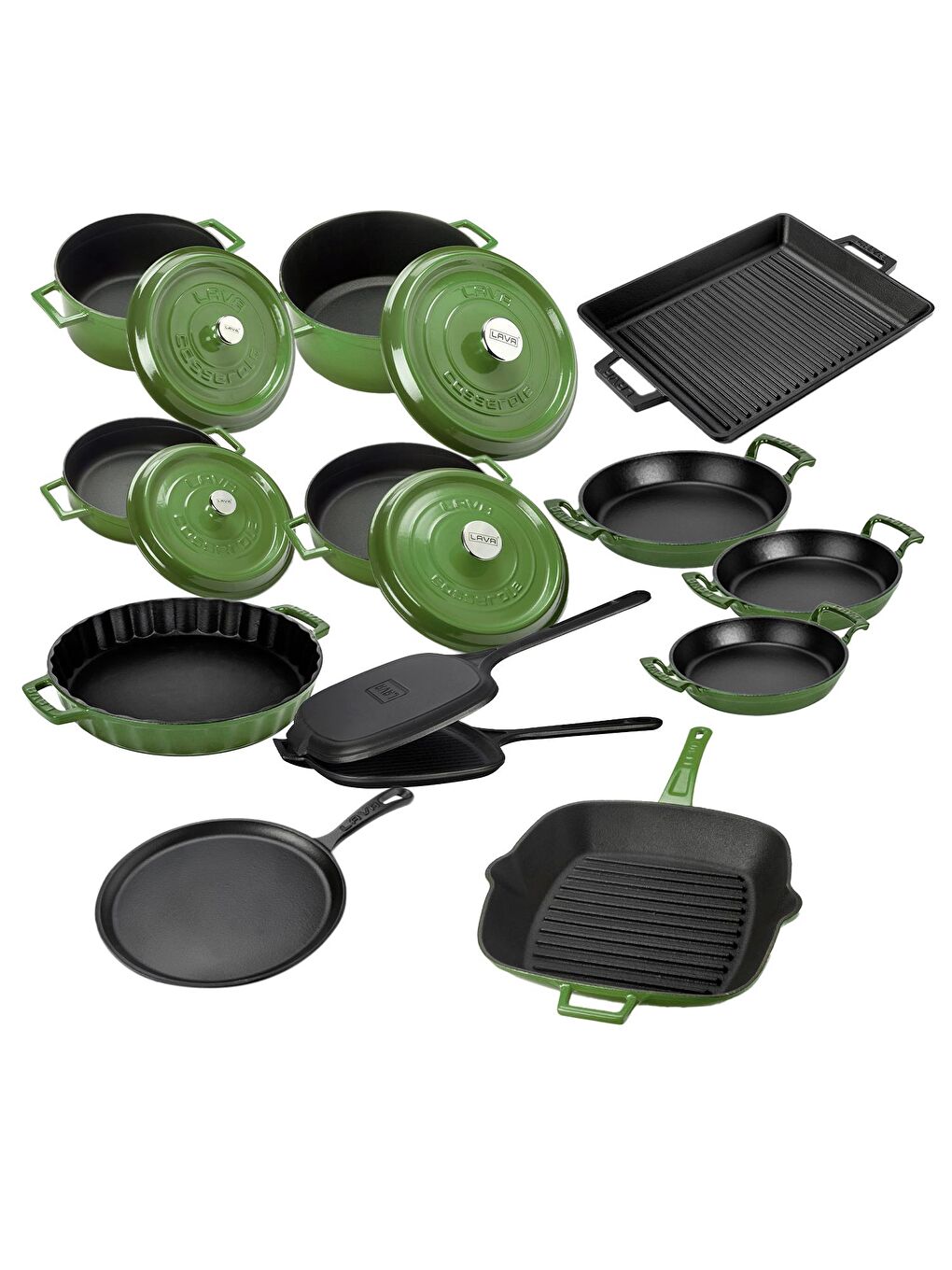 Yeşil Döküm 12x Trendy Serisi 17 Parça Tencere & Tava Seti-2
