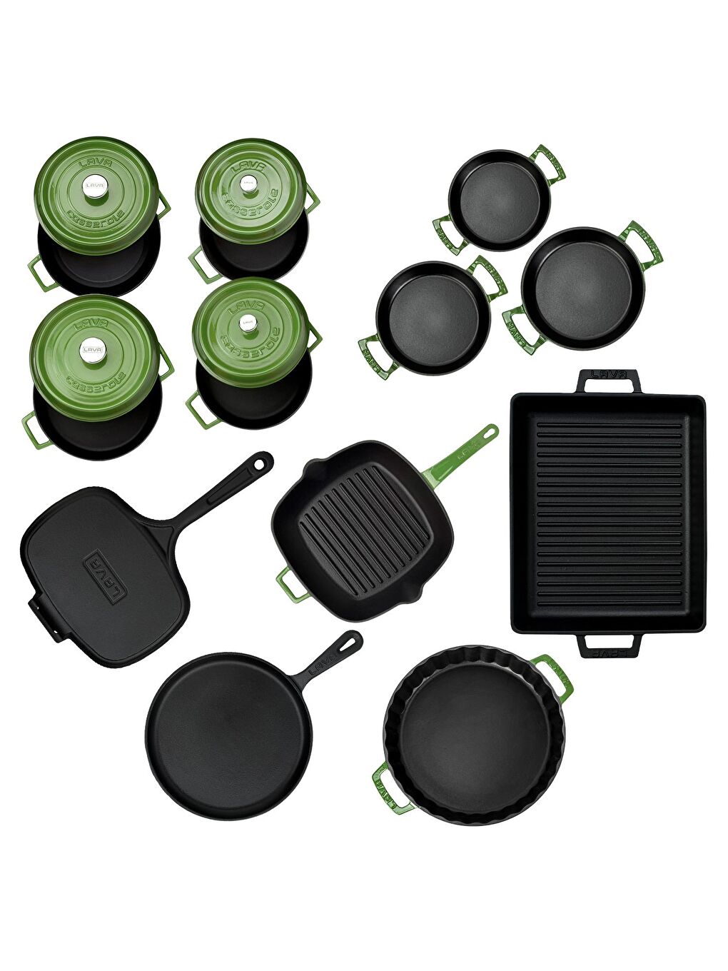 Yeşil Döküm 12x Trendy Serisi 17 Parça Tencere & Tava Seti-3