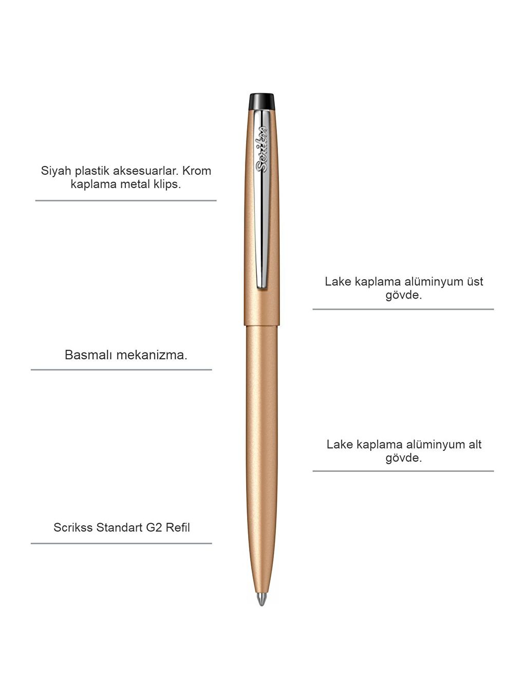 Scrikss Altın F108 Tükenmez Kalem - 1