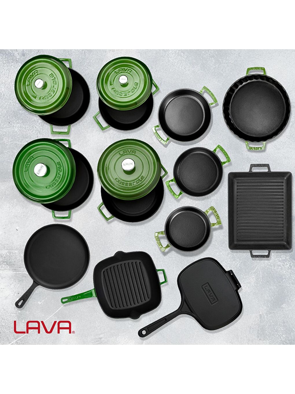 Yeşil Döküm 12x Trendy Serisi 17 Parça Tencere & Tava Seti-8