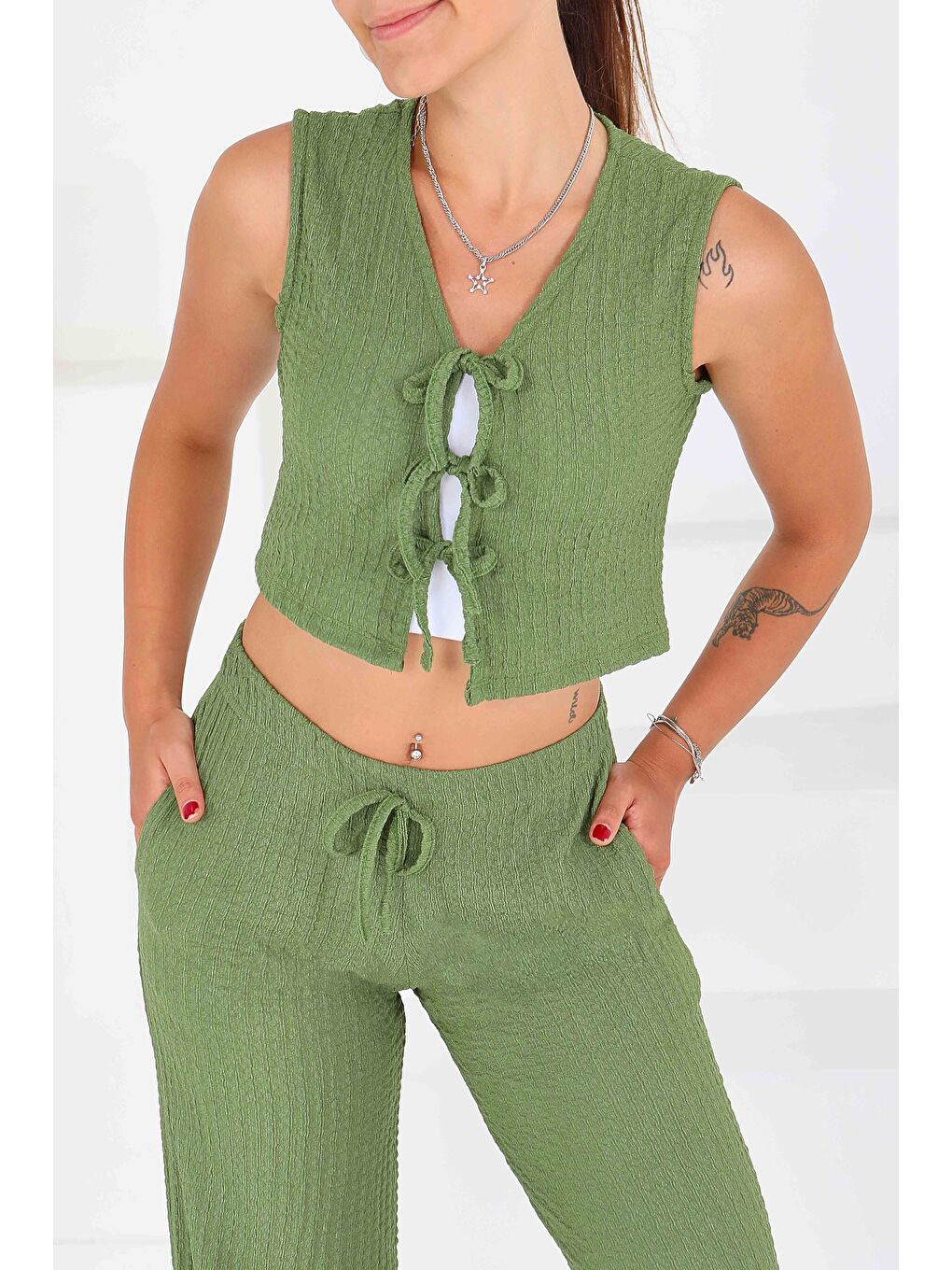 Önü Bağlamalı Takım Haki - 27537-2