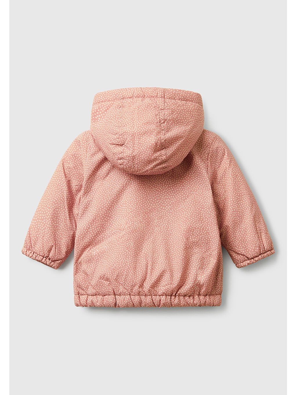 Pembe Bebek Gül Kurusu Tamamı Desenli Cepli Fermuarlı Kapüşonlu Ceket-1