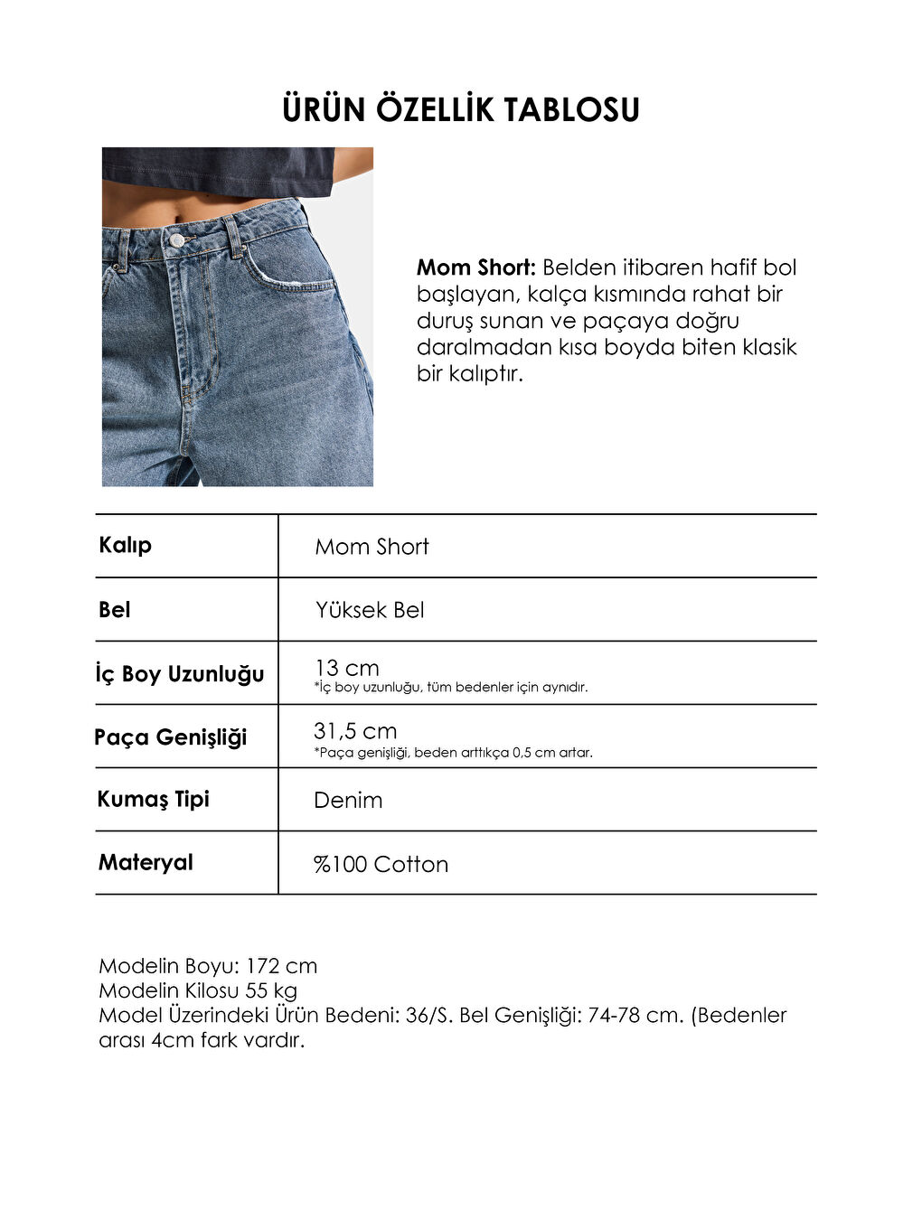 Mavi Kadın Koyu Jean Rengi 2s6-125 Mom Fit Midi Boy %100 Pamuk Denim Şort-4