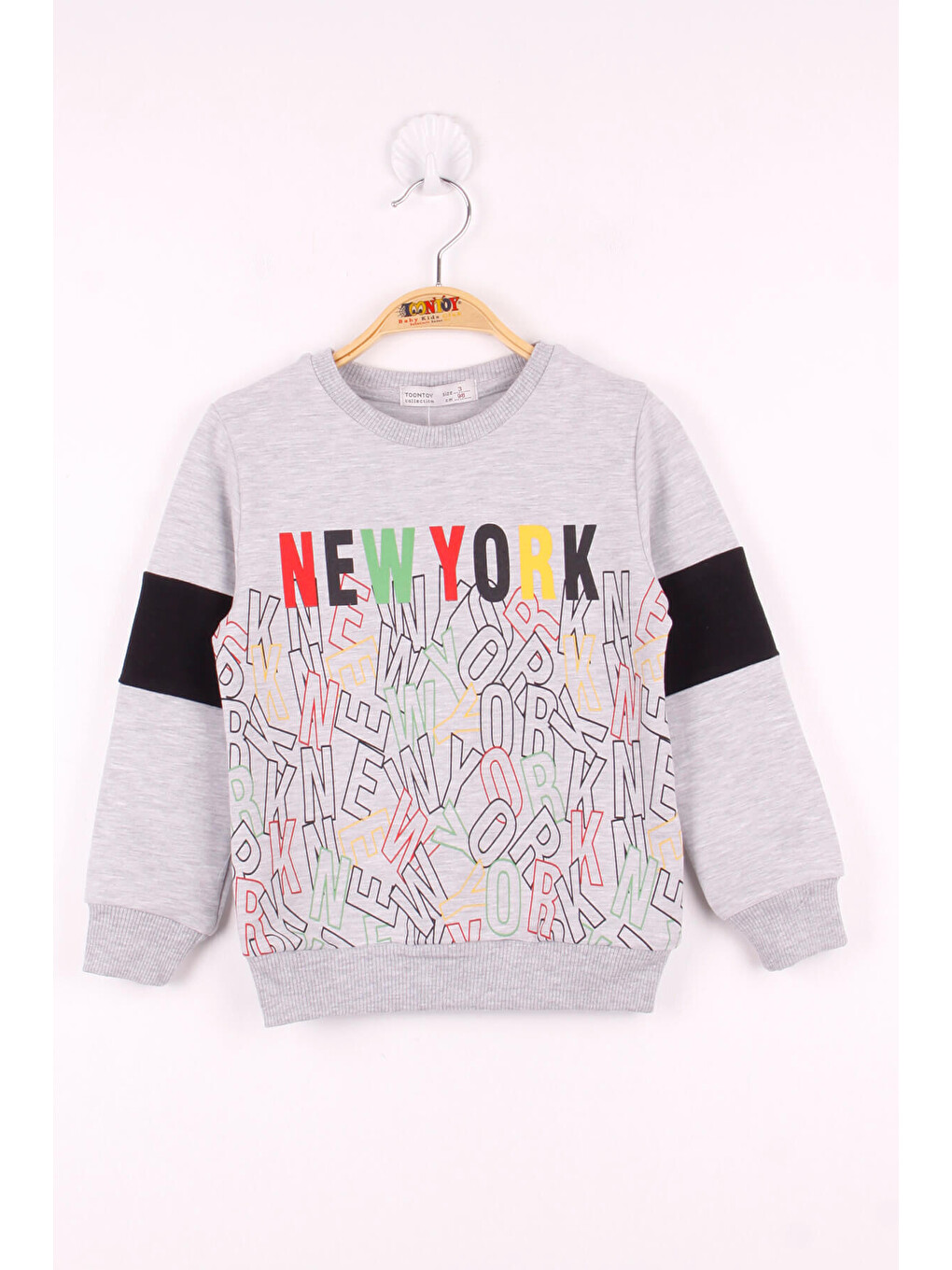 Gri Erkek Çocuk New York Baskılı Sweatshirt
