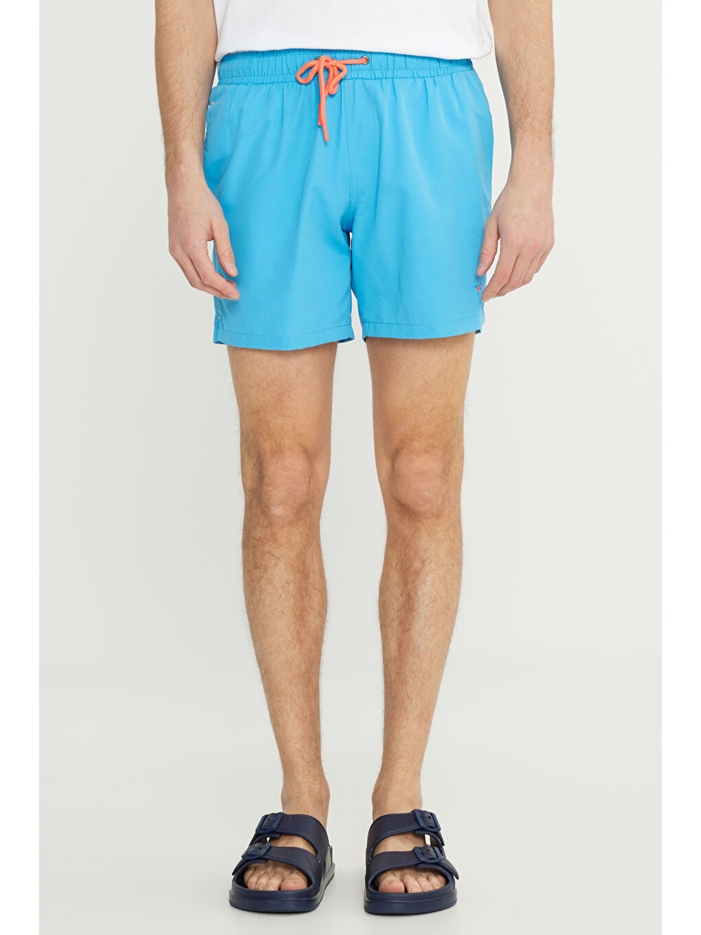 Erkek Mavi Standart Fit Normal Kesim Cepli Hızlı Kuruyan Desenli Deniz Şortu-1