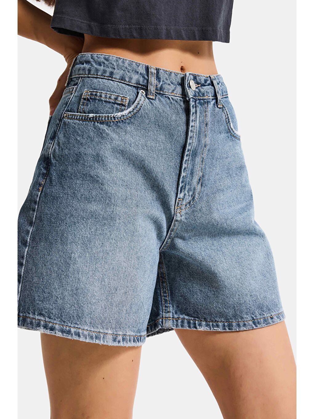 Mavi Kadın Koyu Jean Rengi 2s6-125 Mom Fit Midi Boy %100 Pamuk Denim Şort-6
