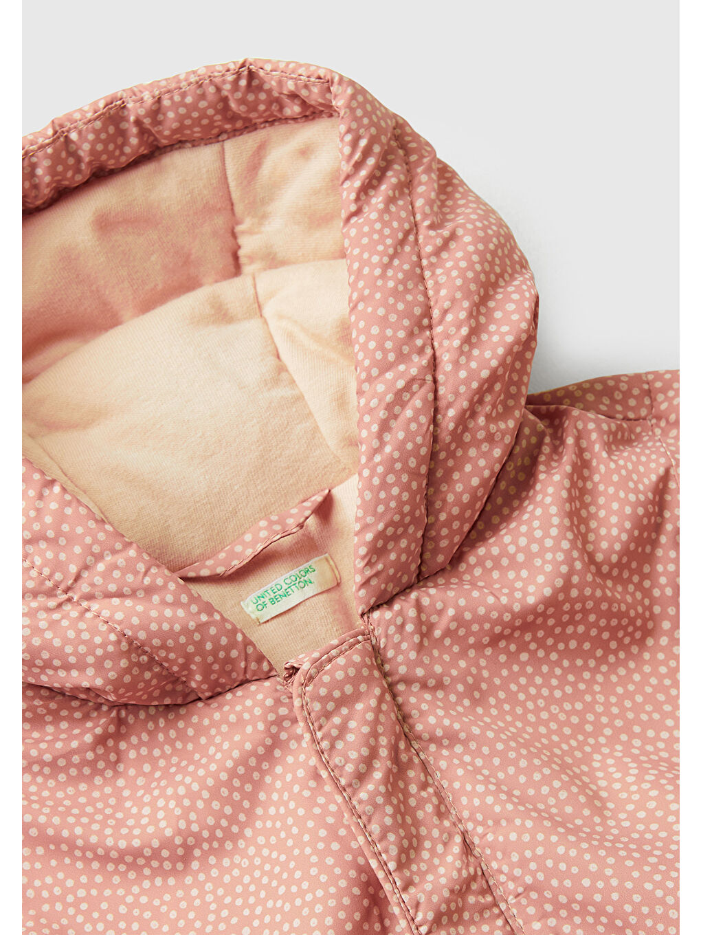 Pembe Bebek Gül Kurusu Tamamı Desenli Cepli Fermuarlı Kapüşonlu Ceket-2