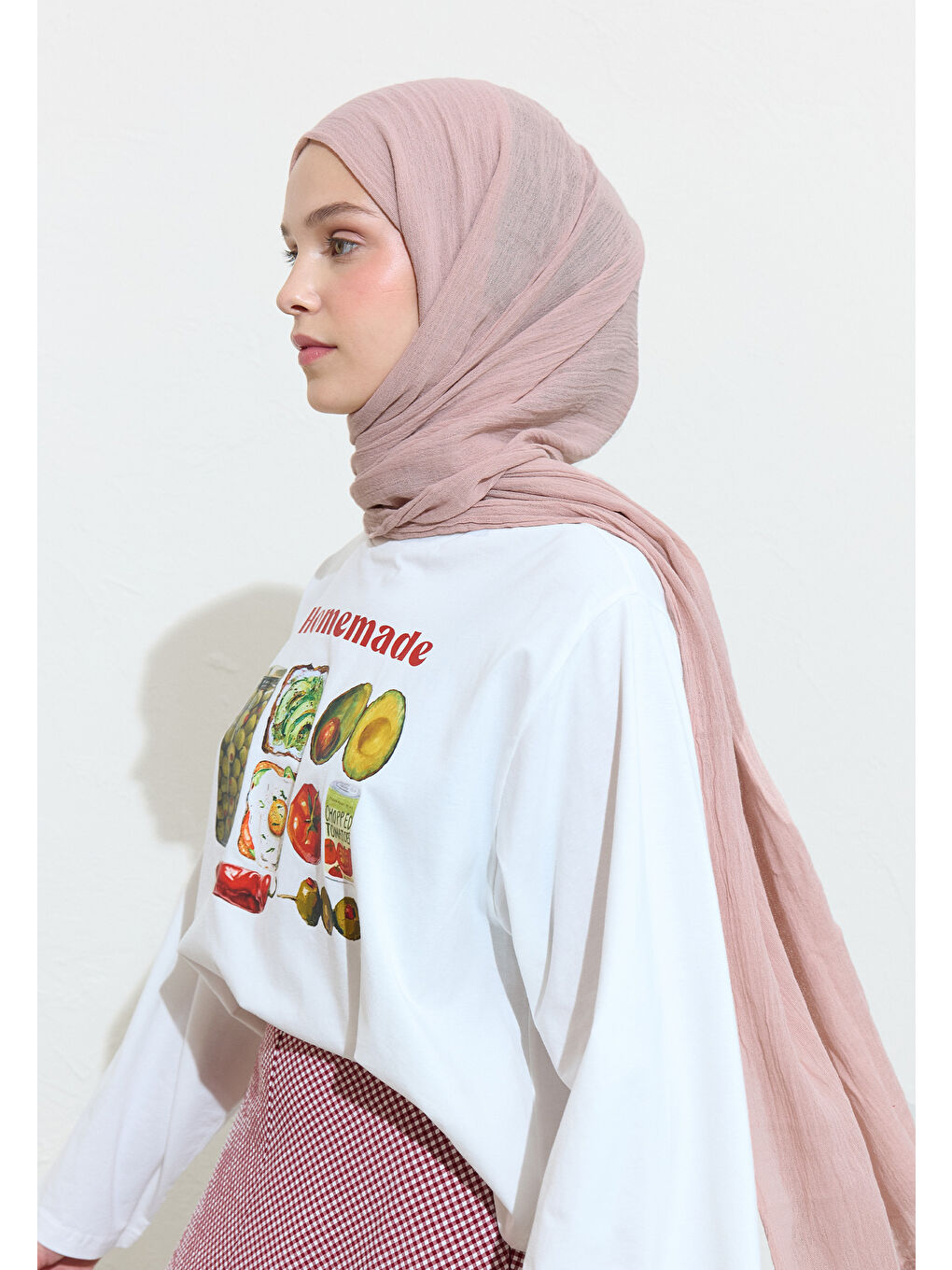 Pembe Pamuklu Keten Şal Turkısh Delıght-4