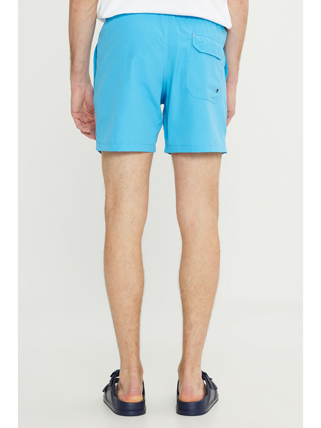 Erkek Mavi Standart Fit Normal Kesim Cepli Hızlı Kuruyan Desenli Deniz Şortu-7