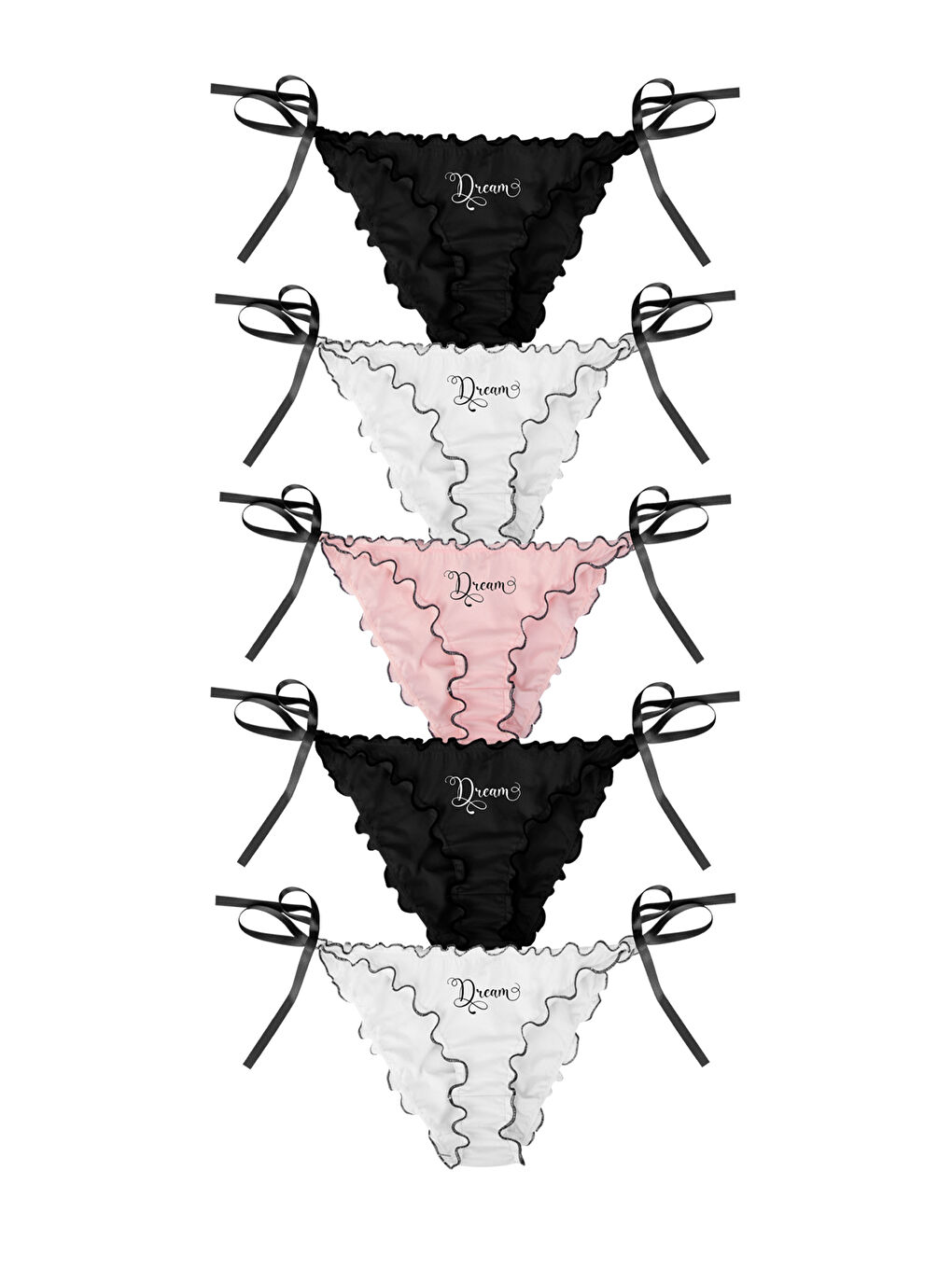 Karışık Kadın Yandan Bağlamalı Külot 5'li Paket