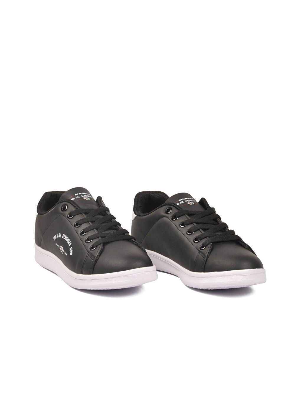 Siyah Beyaz Cilt Bağcıklı Hafif Unisex Spor Ayakkabı Bst-1002 G-2