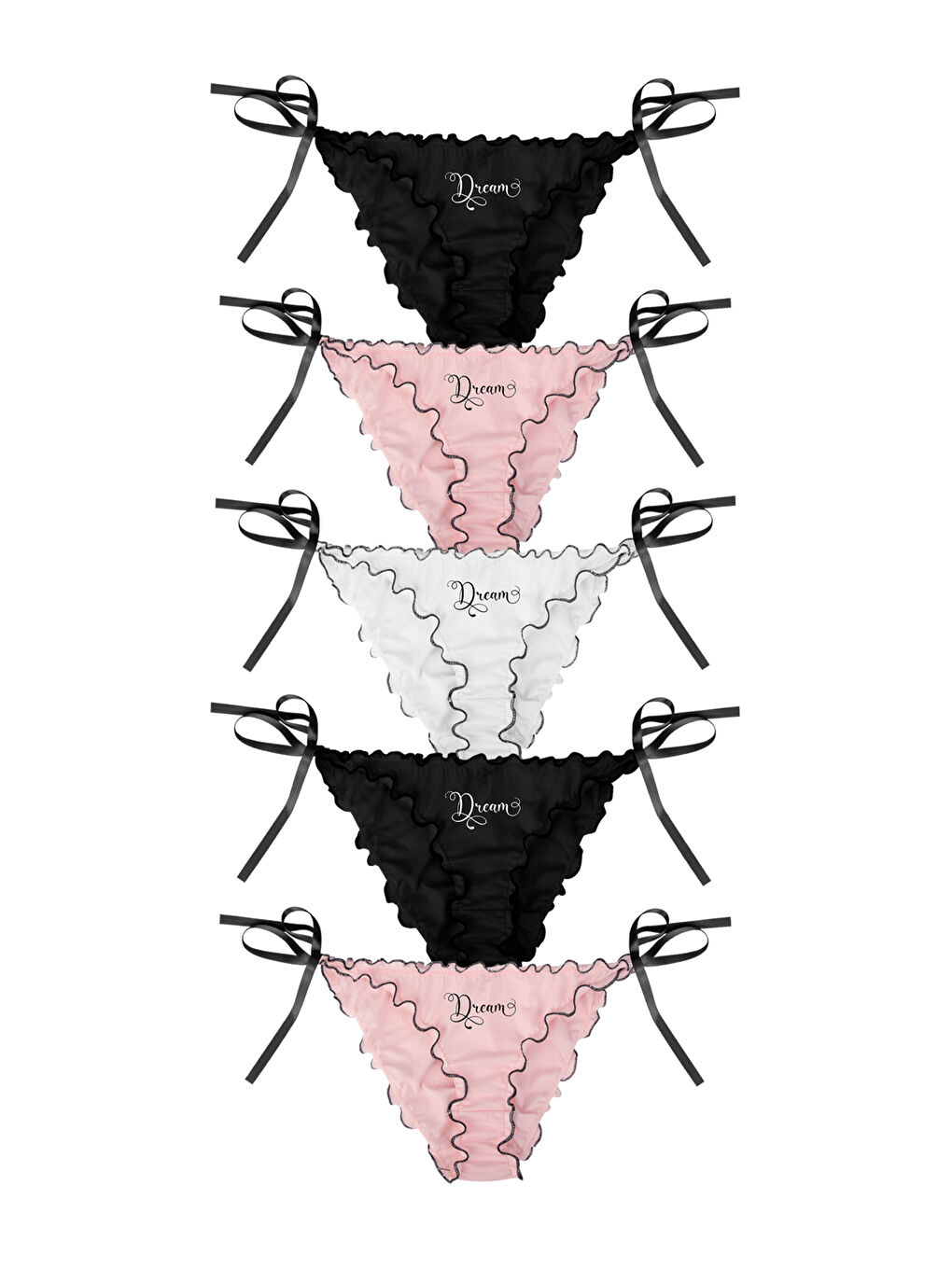 Karışık Kadın Yandan Bağlamalı Külot 5'li Paket-1