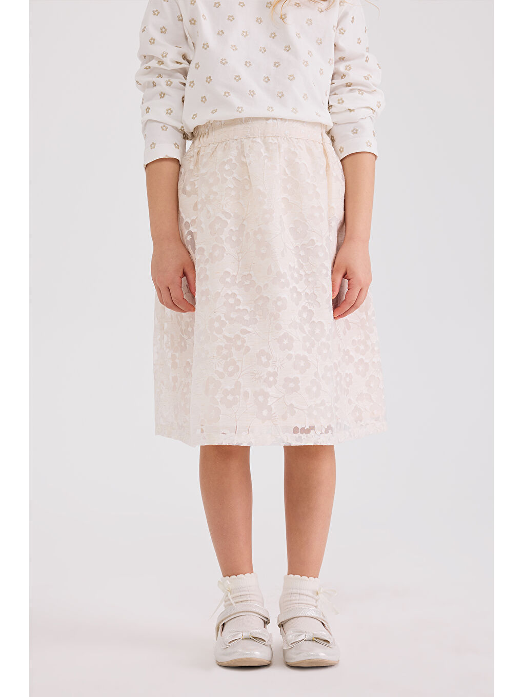 Kız Çocuk Ekru Etek-1