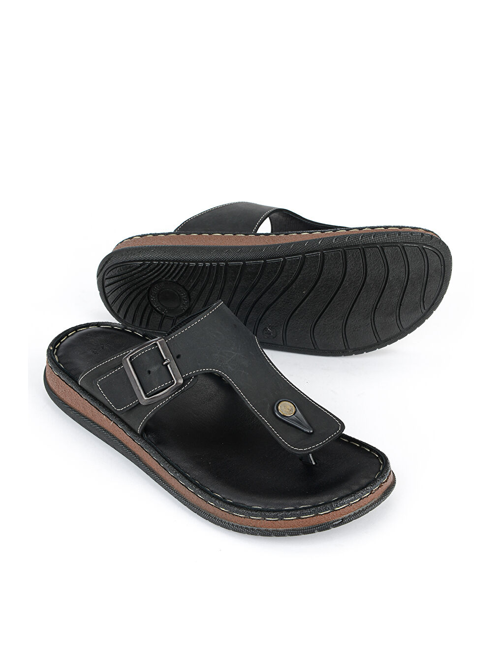 Erkek Hakiki Deri Terlik 1611045ZS8 Siyah-3