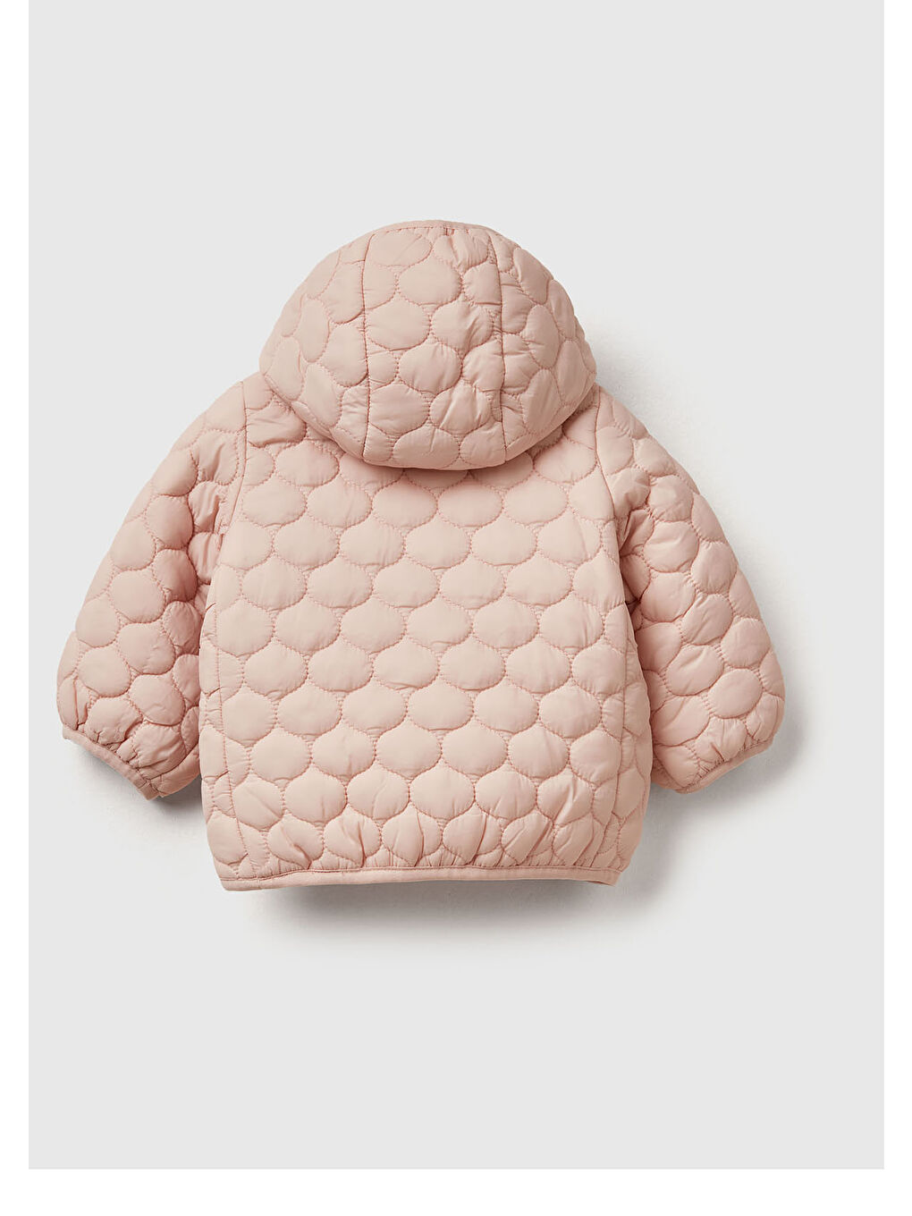 Bebek Toz Pembe Tavşan İşlemeli Kapitone Çıtçıtlı Kapüşonlu Ceket-1