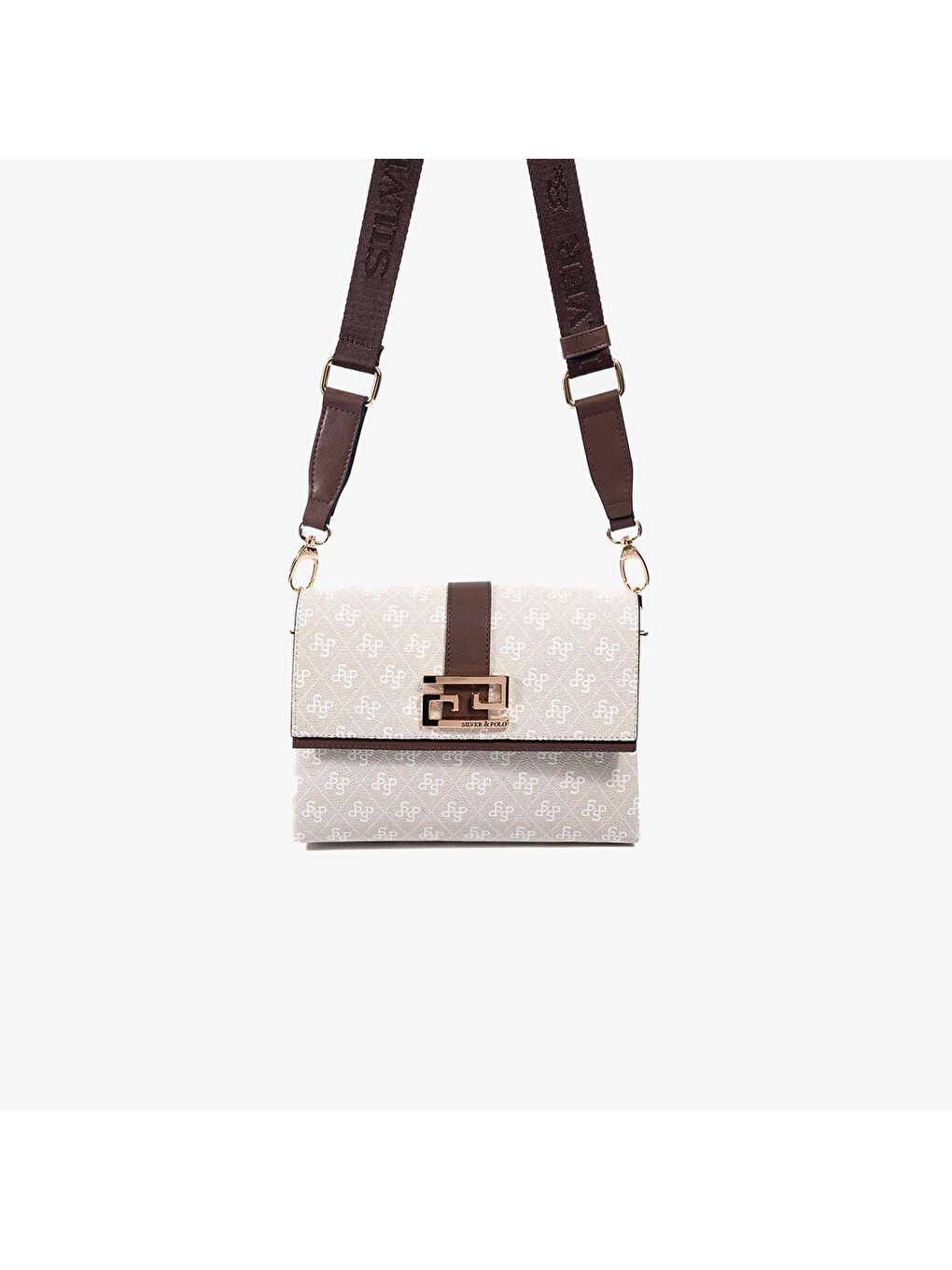 Bej Kadın SP1009-M178 SILVER POLO Çapraz Çanta Taş-Kahve-1