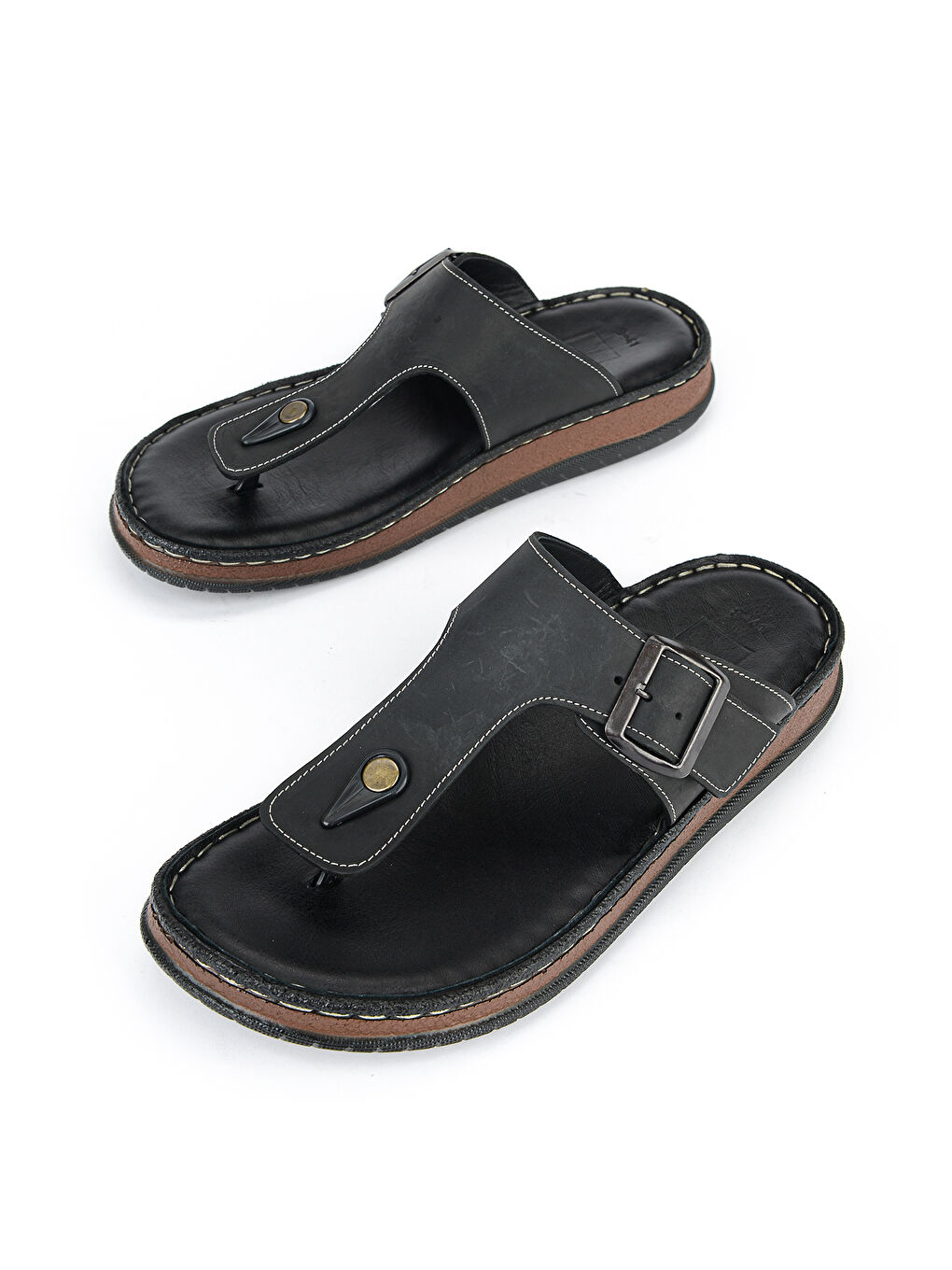 Erkek Hakiki Deri Terlik 1611045ZS8 Siyah-4