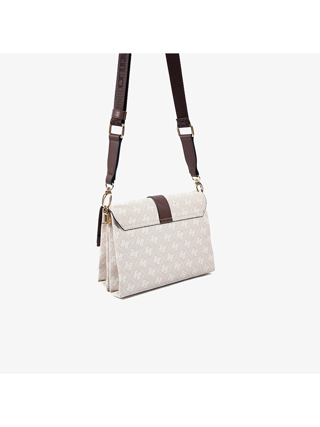 Bej Kadın SP1009-M178 SILVER POLO Çapraz Çanta Taş-Kahve-4