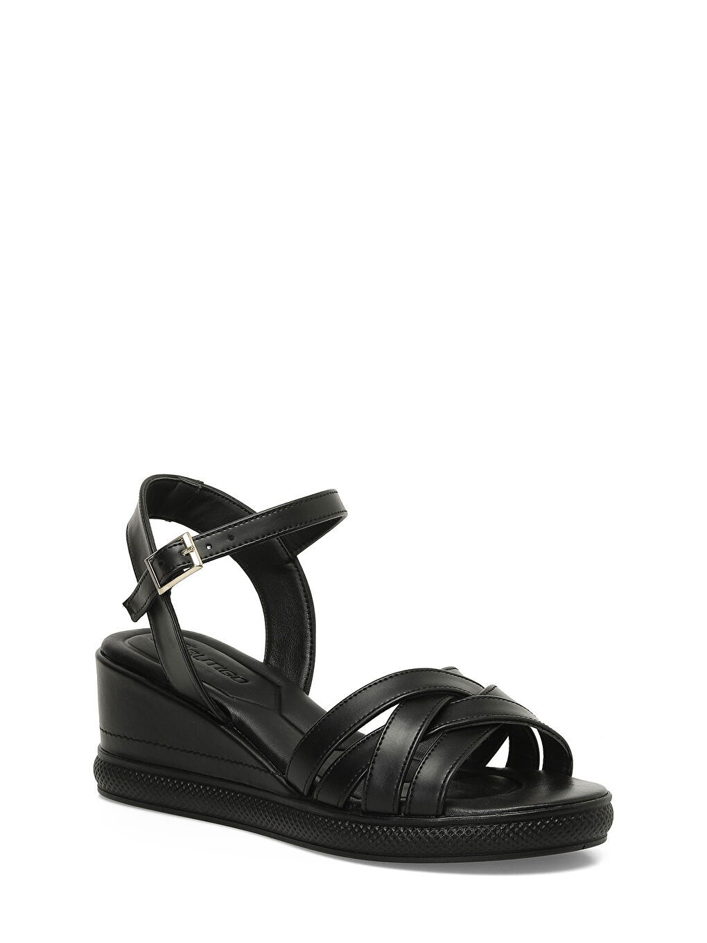 25S-281 5FX Siyah Kadın Dolgu Topuk Sandalet-1