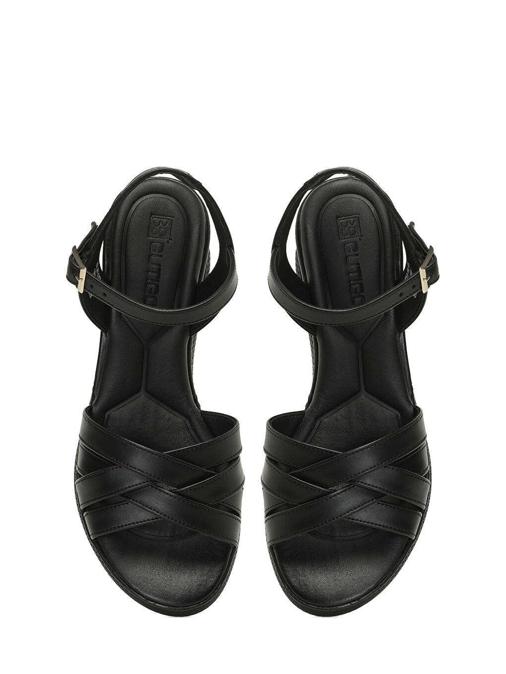 25S-281 5FX Siyah Kadın Dolgu Topuk Sandalet-3