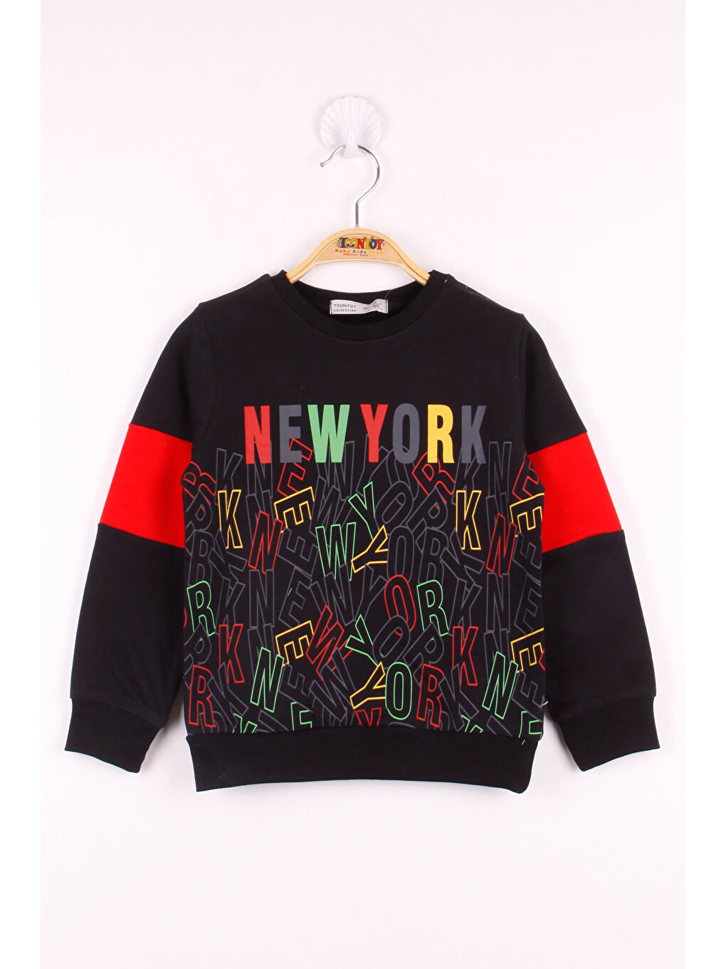 Siyah Erkek Çocuk New York Baskılı Sweatshirt