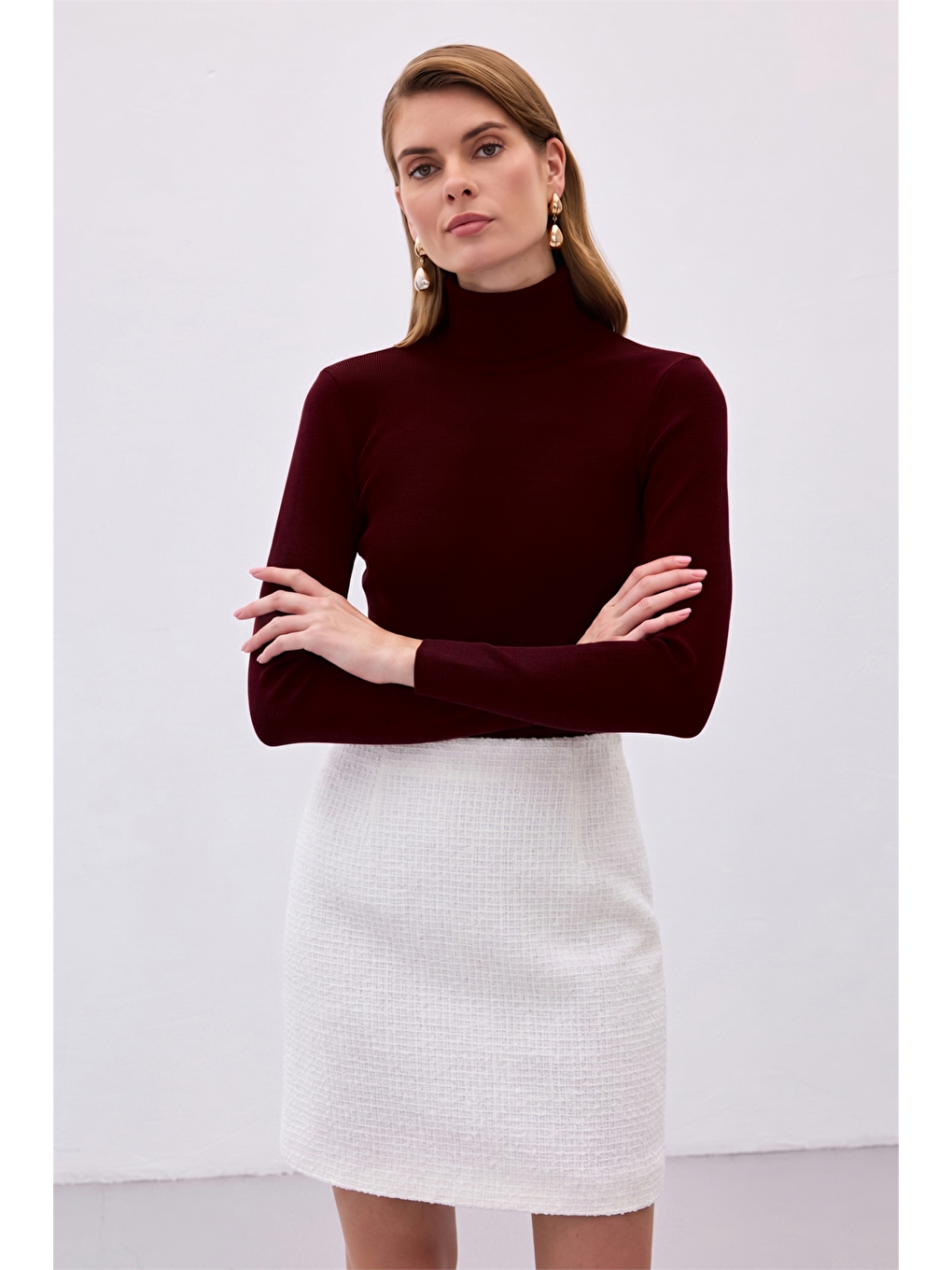 Tam Balıkçı Triko - Koyu Bordo-2