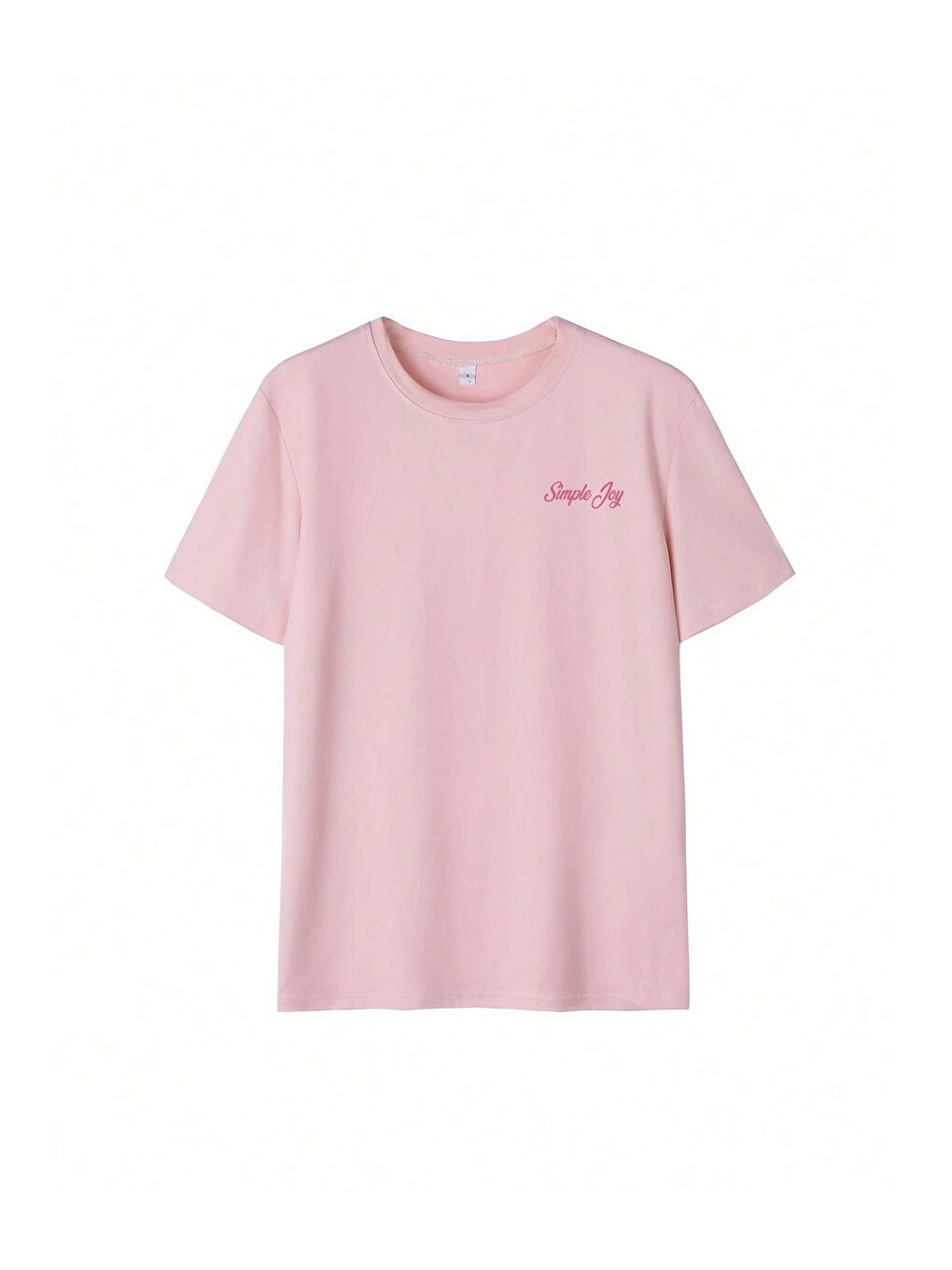 Kadın Pembe Simple Joy Baskılı Oversize Tişört-1