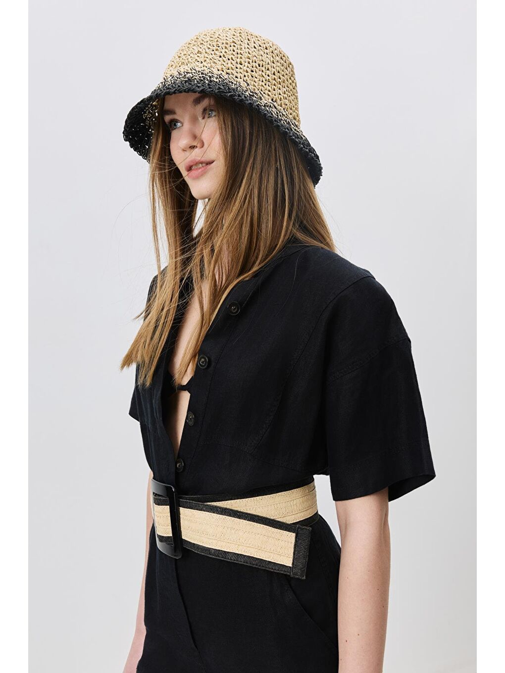 El Örgüsü Hasır Şapka Y8210 Bej-1