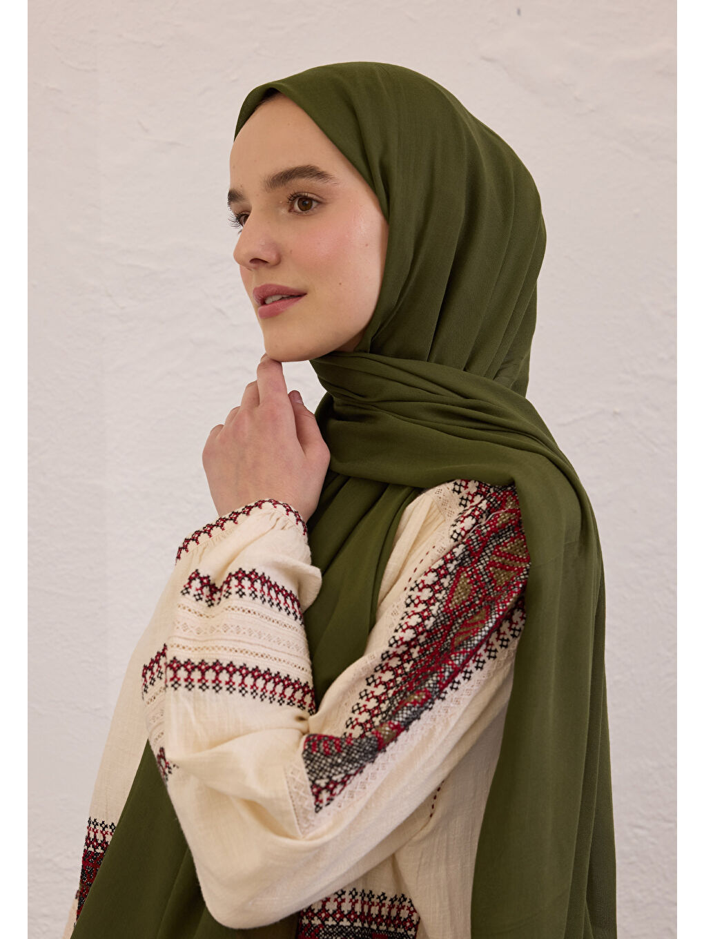 Soft Viskon Şal Askeri Haki-1