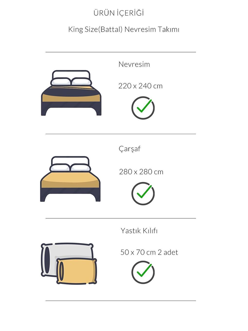Pamuk Saten Battal Boy (King Size) Nevresim Takımı - Beyaz BEYAZ/CIZGILI-1