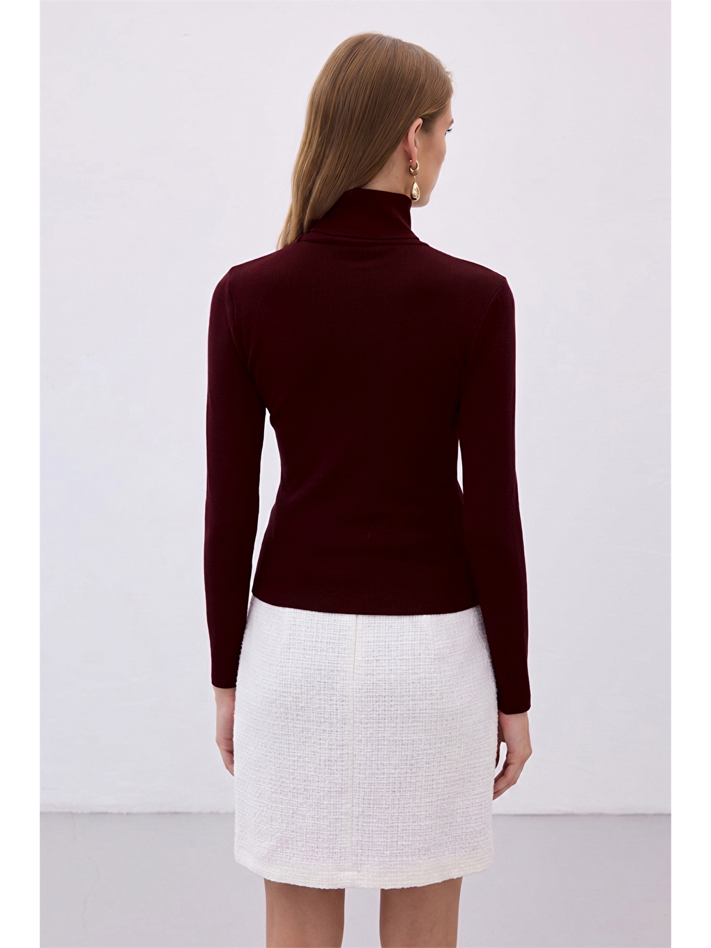 Tam Balıkçı Triko - Koyu Bordo-5