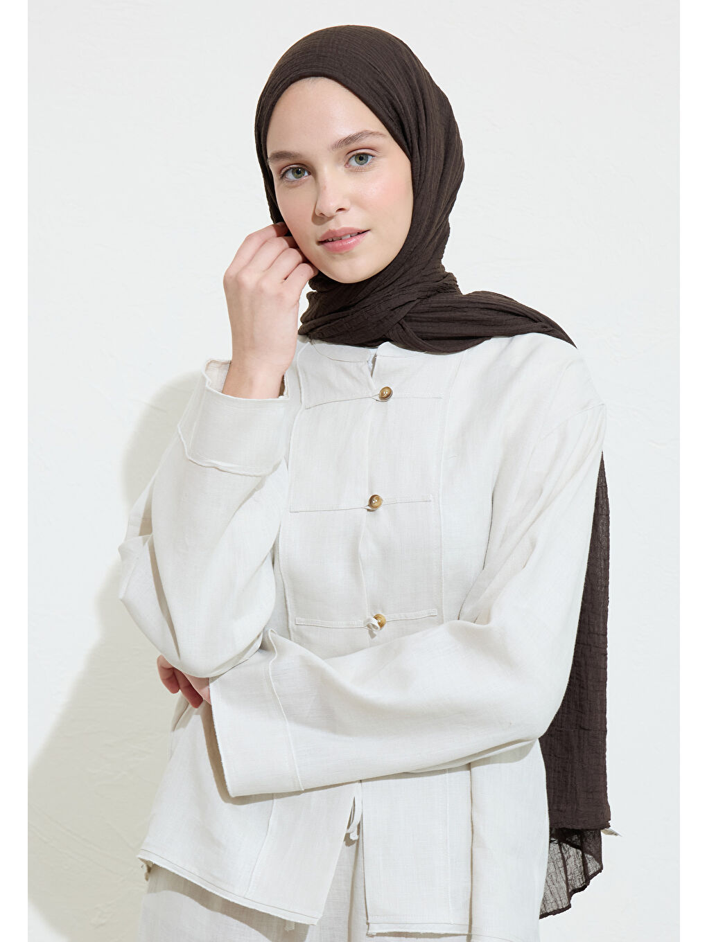 Kahverengi Modal Krinkıl Şal Kahve Çekirdeği-1