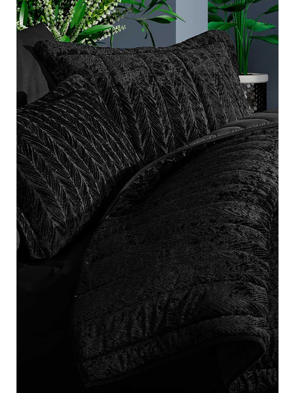 Elart Antrasit Comfort yeni nesil uykuseti - 3 parça Velvet Antrasit (230x220cm) - 1