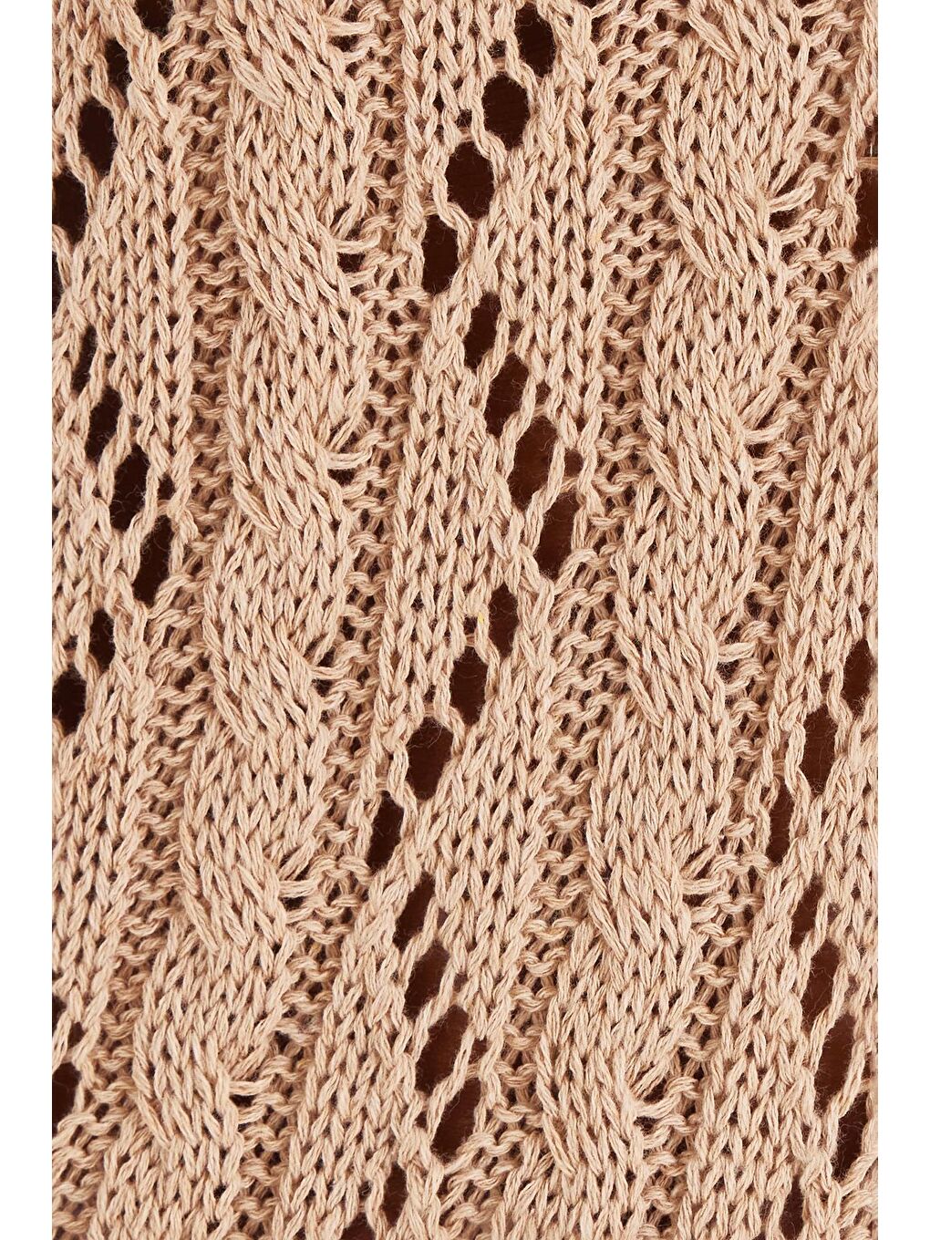 Kadın Standart Fit Akrilik Örme Desenli V Yaka Asklı Kahverengi Plaj Elbise-5