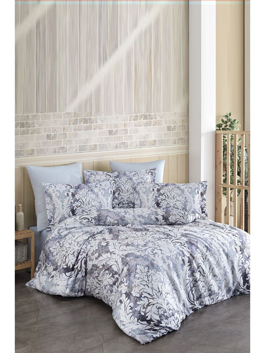 Gri Lyocell King Size (Battal Boy) Nevresim Takımı Nırvana