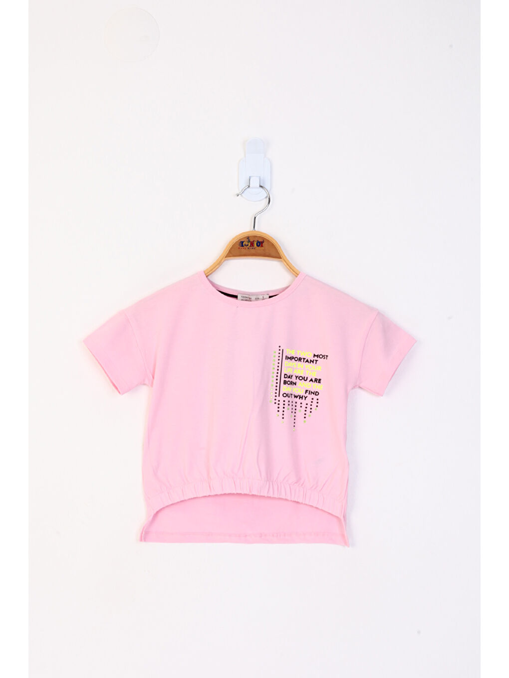 Pembe Kız Çocuk Baskılı Taş İşlemeli Tişört